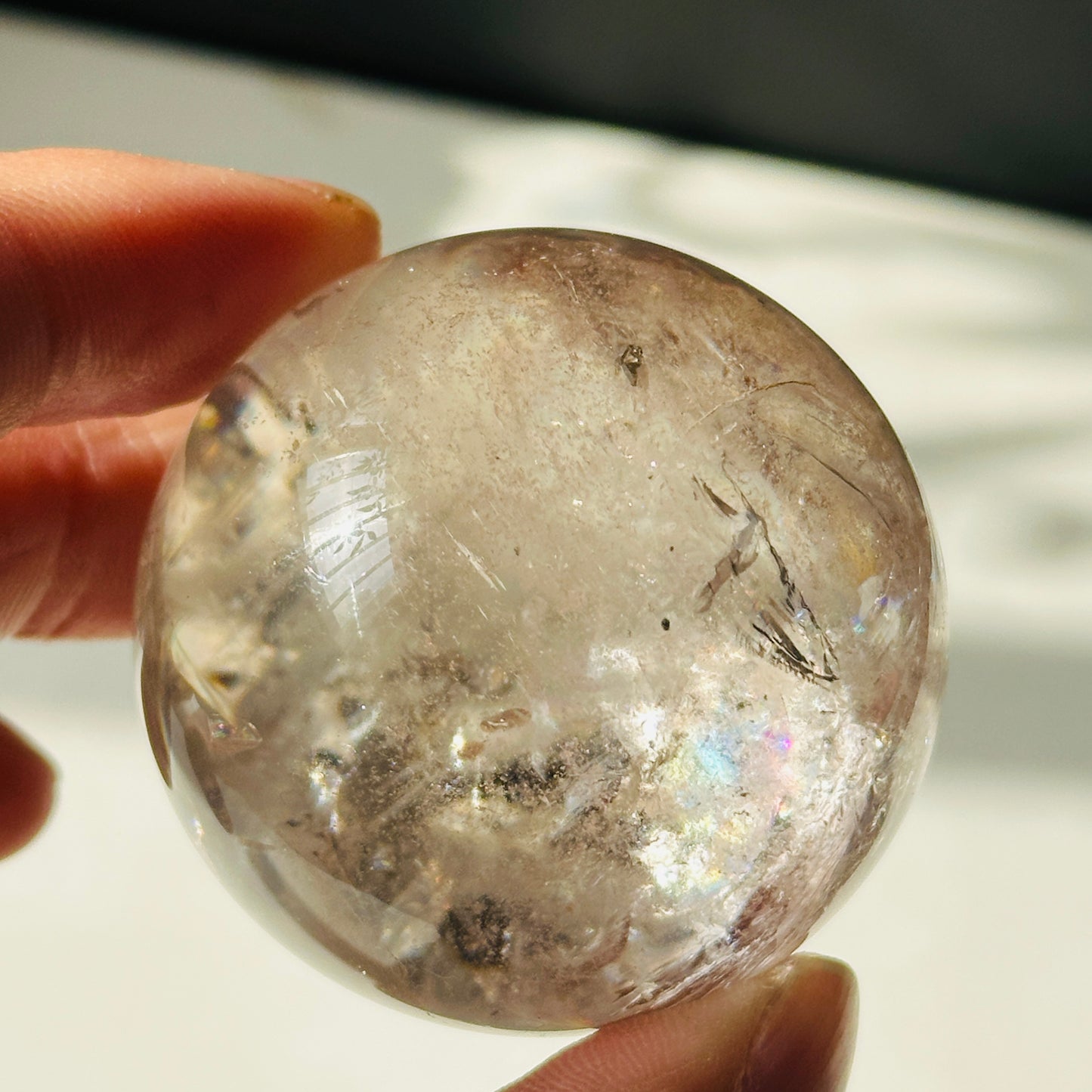 Pink Quartz Rainbow Sphere