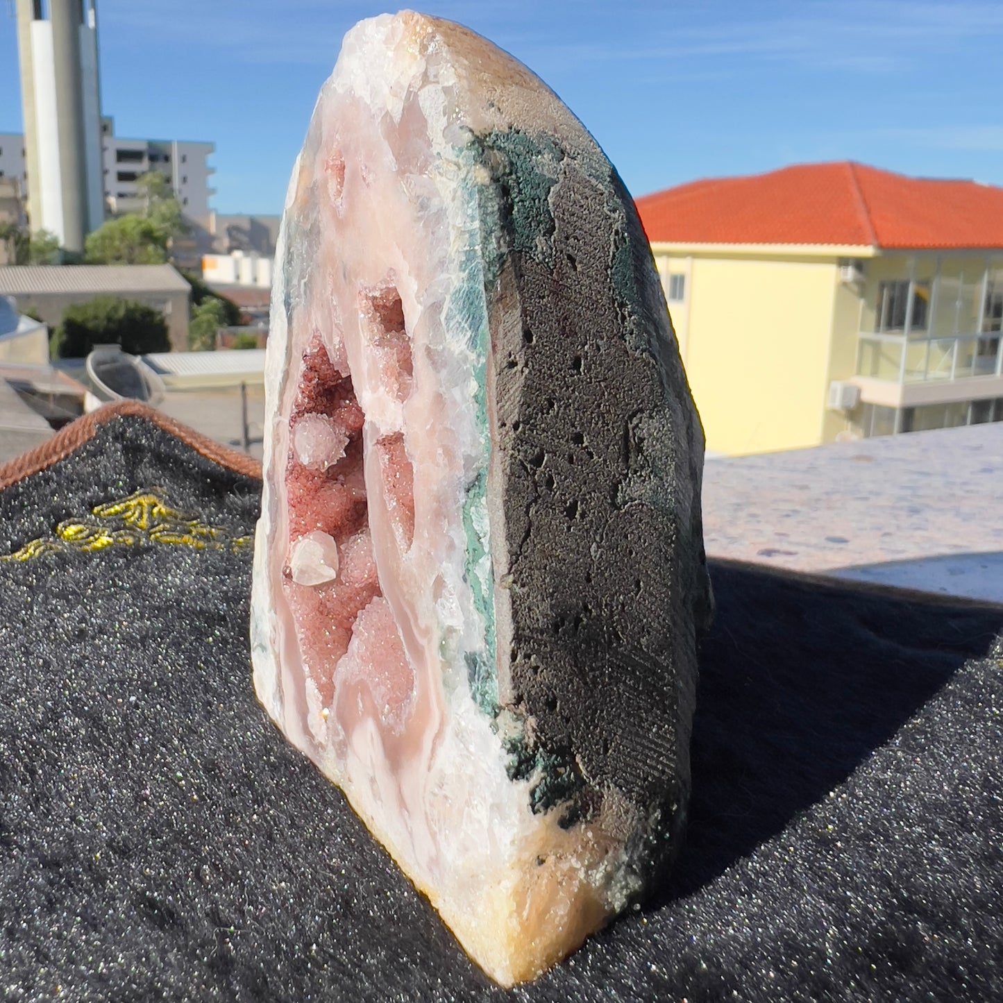 Rare Pink Amethyst Geode, Brazilian Crystal Cave, Raw Pink Druzy Specimen, Small Purple Healing Stone, Exact Decor 1.08lb
