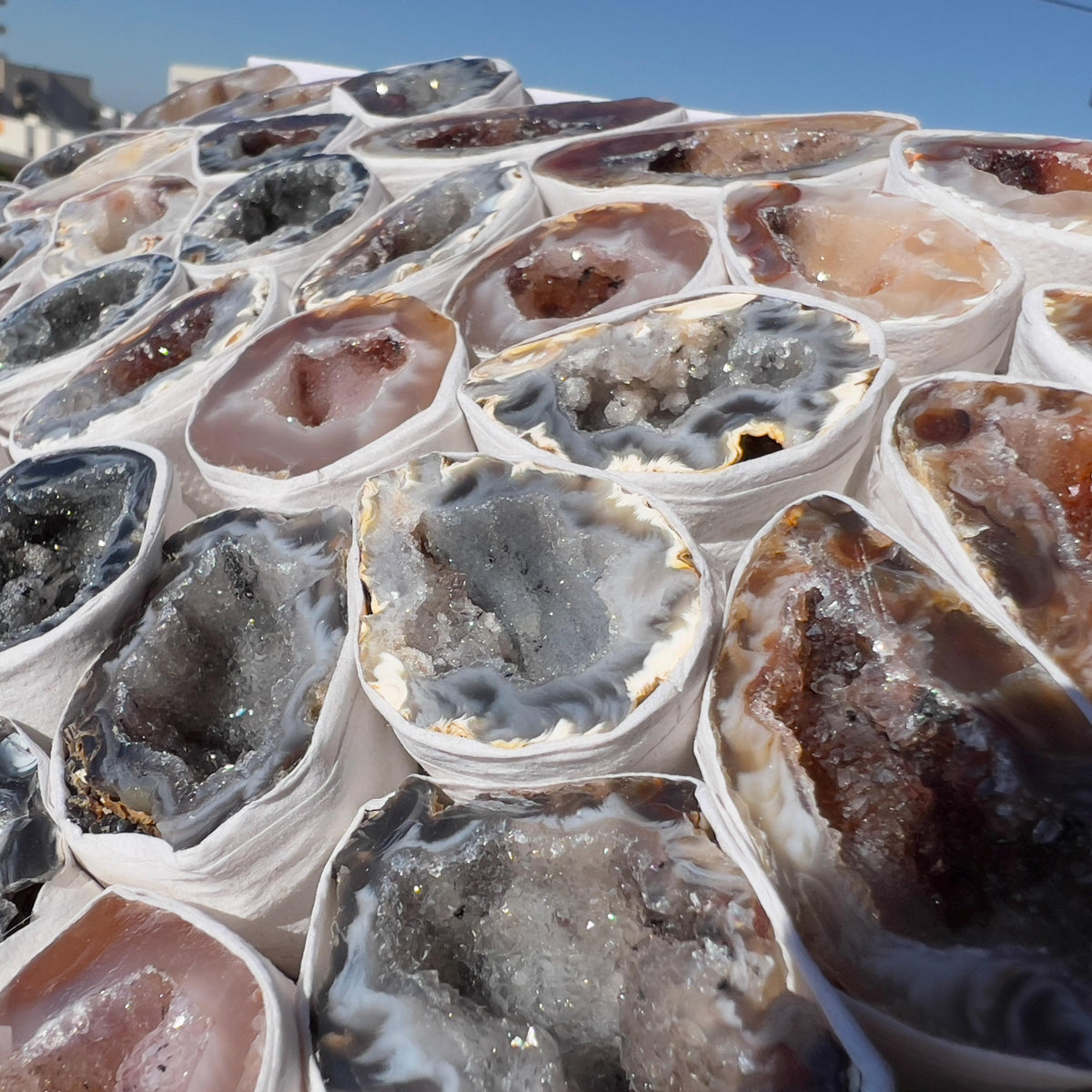 2.2lb Large Agate Geode Bulk Box (10" Set) | Natural Brazilian Druzy Quartz | Raw Crystal Specimen Lot | Witchy Home Decor | Healing Gift - view 10