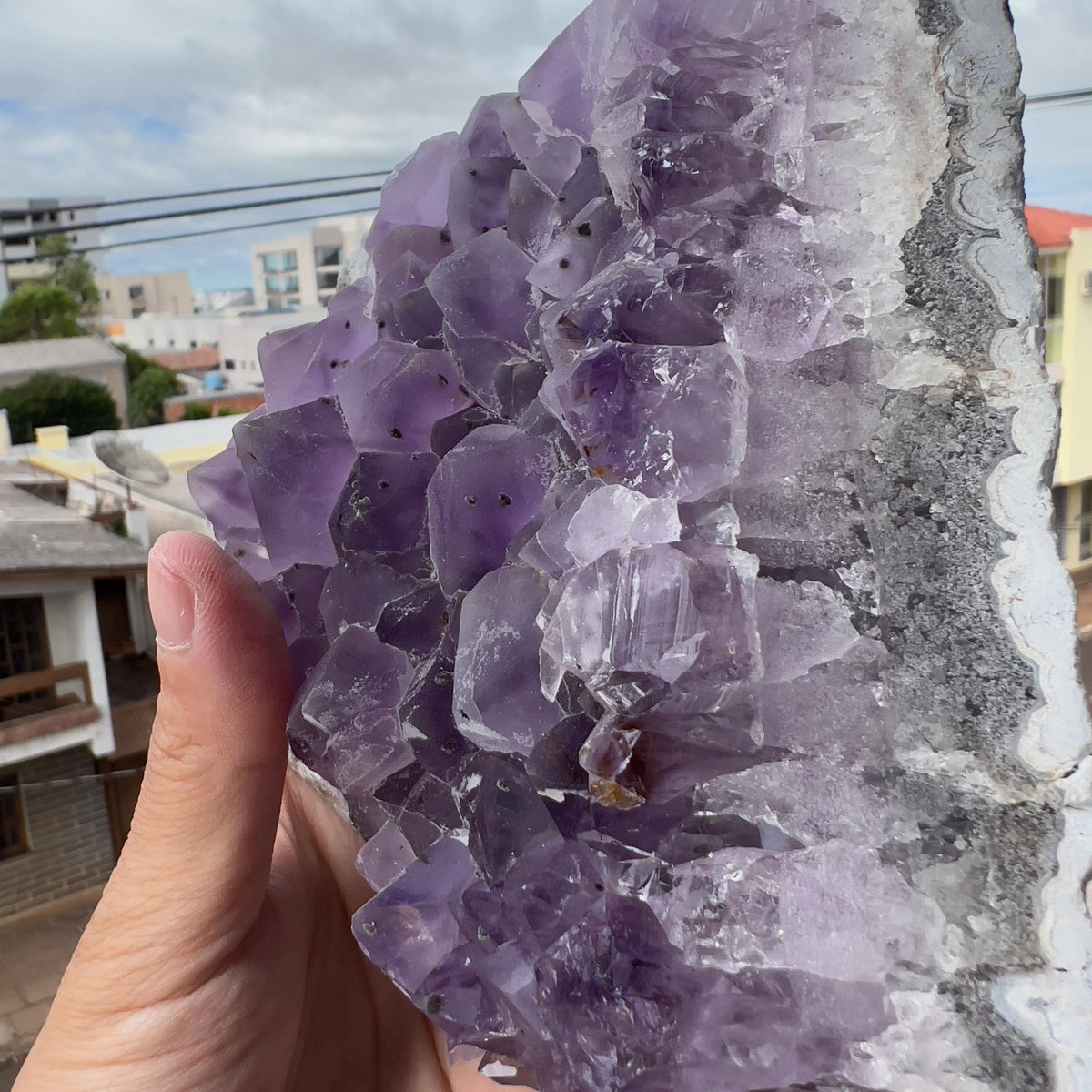 Raw Amethyst Cluster with Calcite, Sugar Amethyst Druzy Specimen, Purple Crystal Decor, Healing Stone, Exact Brazilian Crystal 2.79lb - view 10
