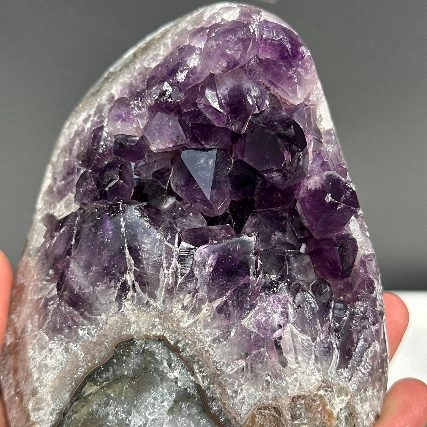 Deep Purple Uruguayan Amethyst Geode Pair, Large Point Crystal Cluster Set, Polished Natural Mineral Specimen Decor Exact 4.63lb