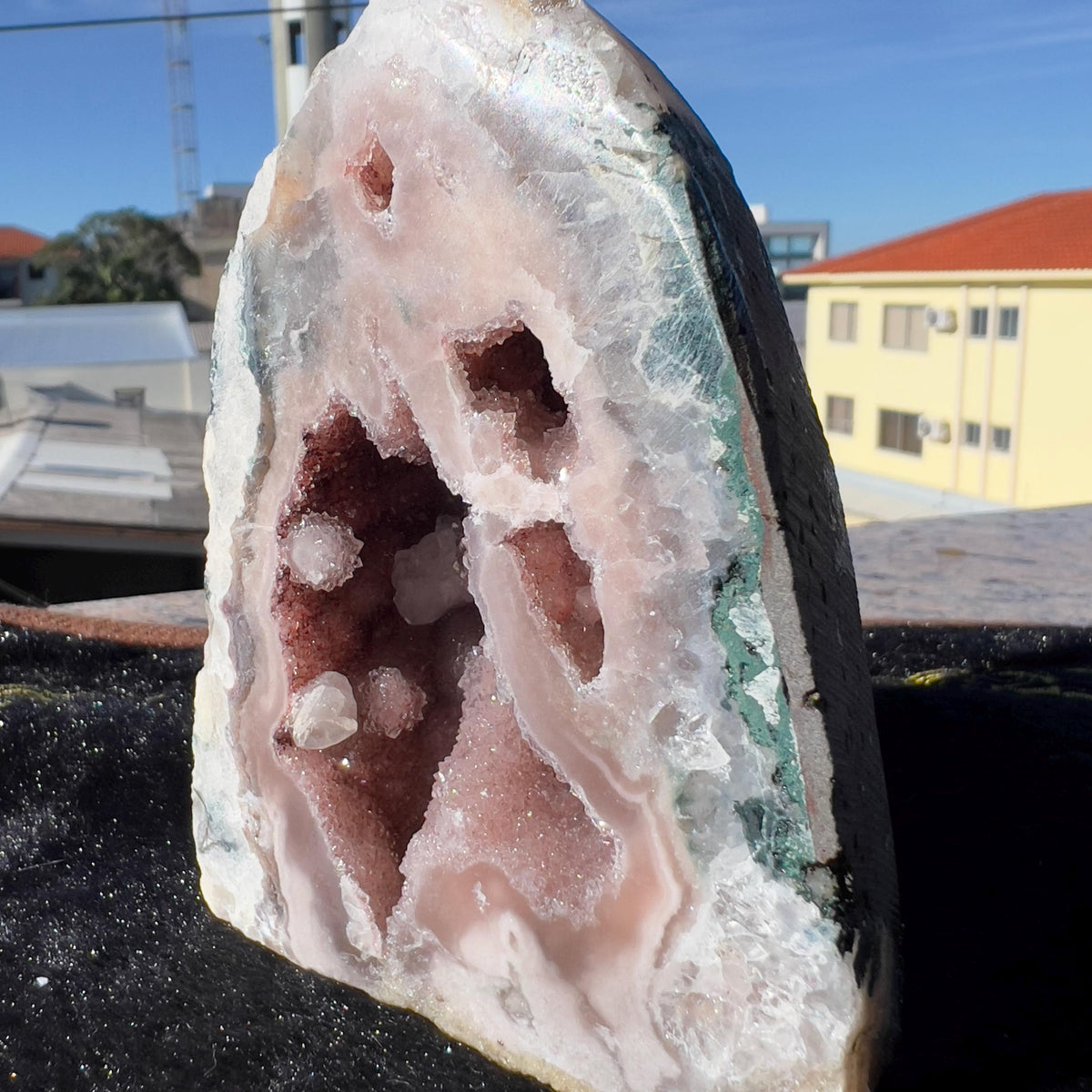 Rare Pink Amethyst Geode, Brazilian Crystal Cave, Raw Pink Druzy Specimen, Small Purple Healing Stone, Exact Decor 1.08lb - view 10