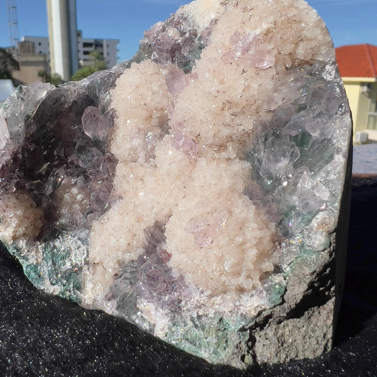 Rare Phantom Amethyst & Calcite Symbiosis, Unique Inclusion Crystal Specimen, Raw Purple Druzy Decor Direct Brazil Exact 1.88lb - view 10