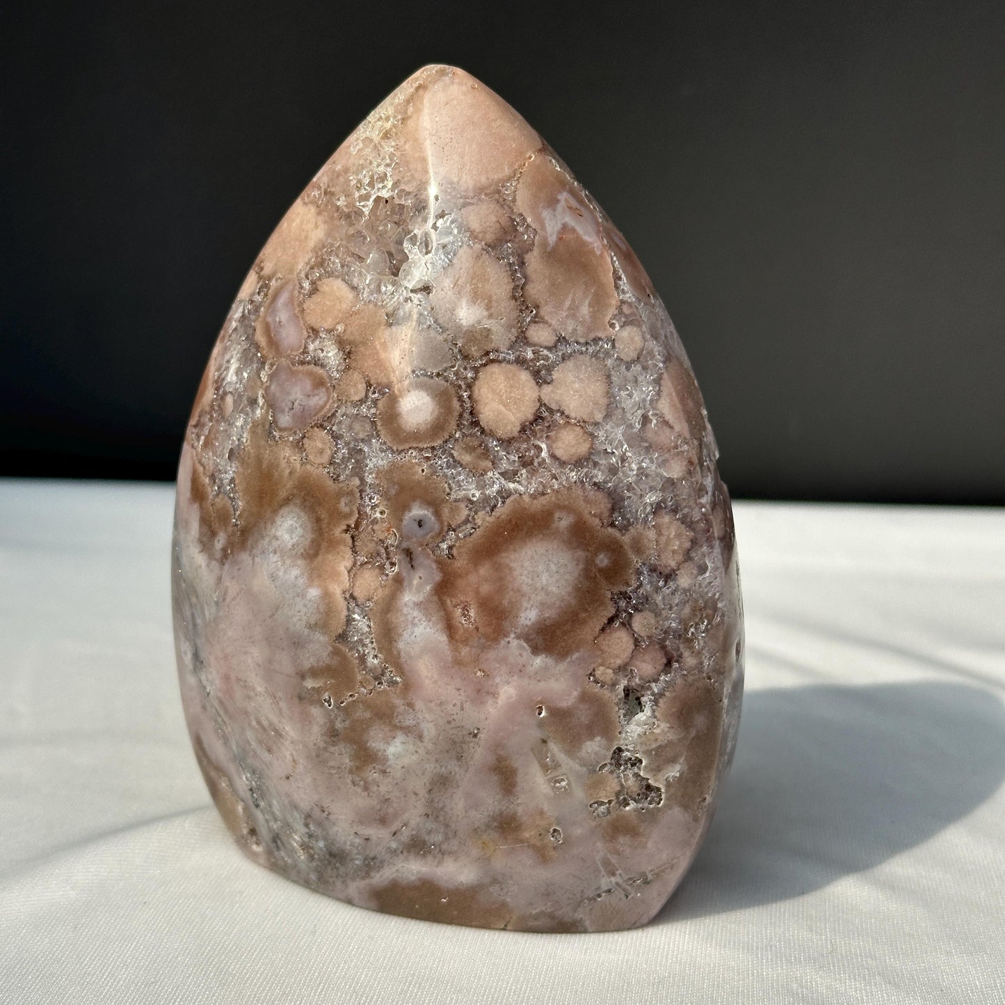 Pink Amethyst Freeform with Druzy Pockets, Polished Brazilian Crystal Standing Stone, Flower Agate Patterns Decor Exact 1.76lb - view 10
