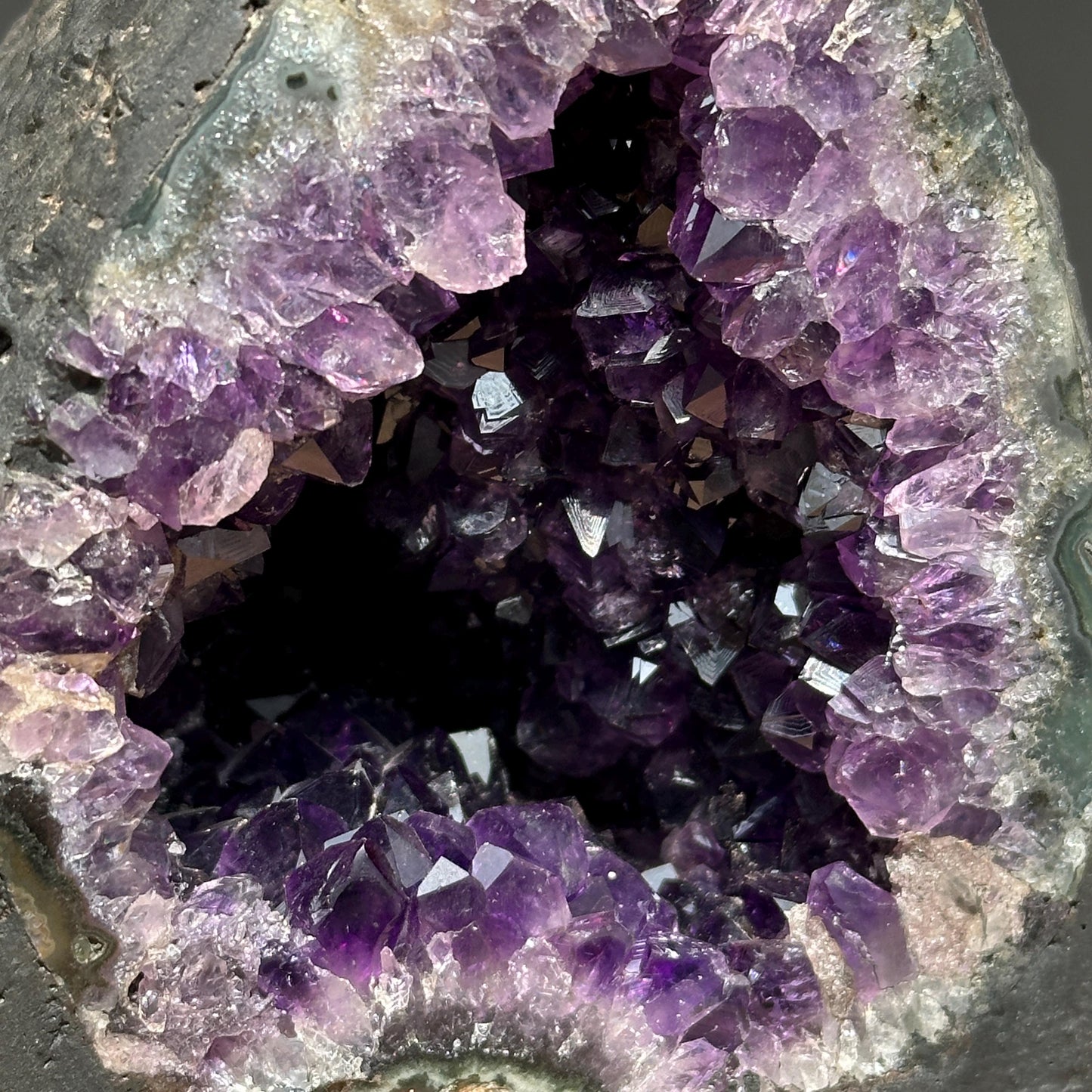 Rare Uruguayan Amethyst Geode Cave, Deep Purple Quartz with Record Keeper Markings, Etched Crystal Altar Decor Exact 3.64lb