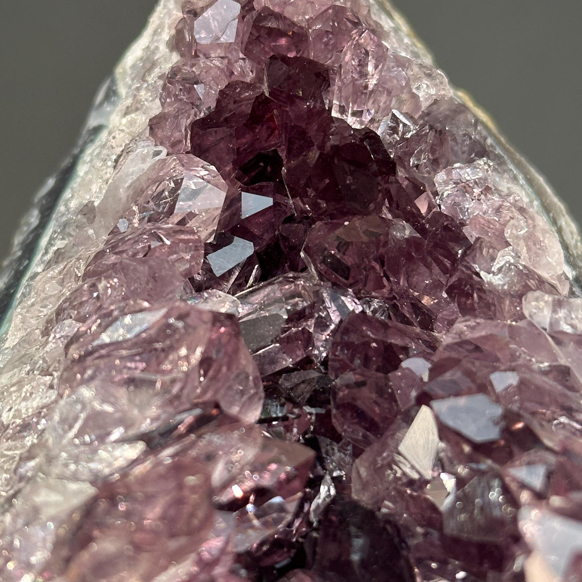Rare Uruguayan Amethyst Cluster with Hematite Spheres, Cut Flame Shape Geode, Pale Purple Quartz Specimen Exact 2.09lb - view 10