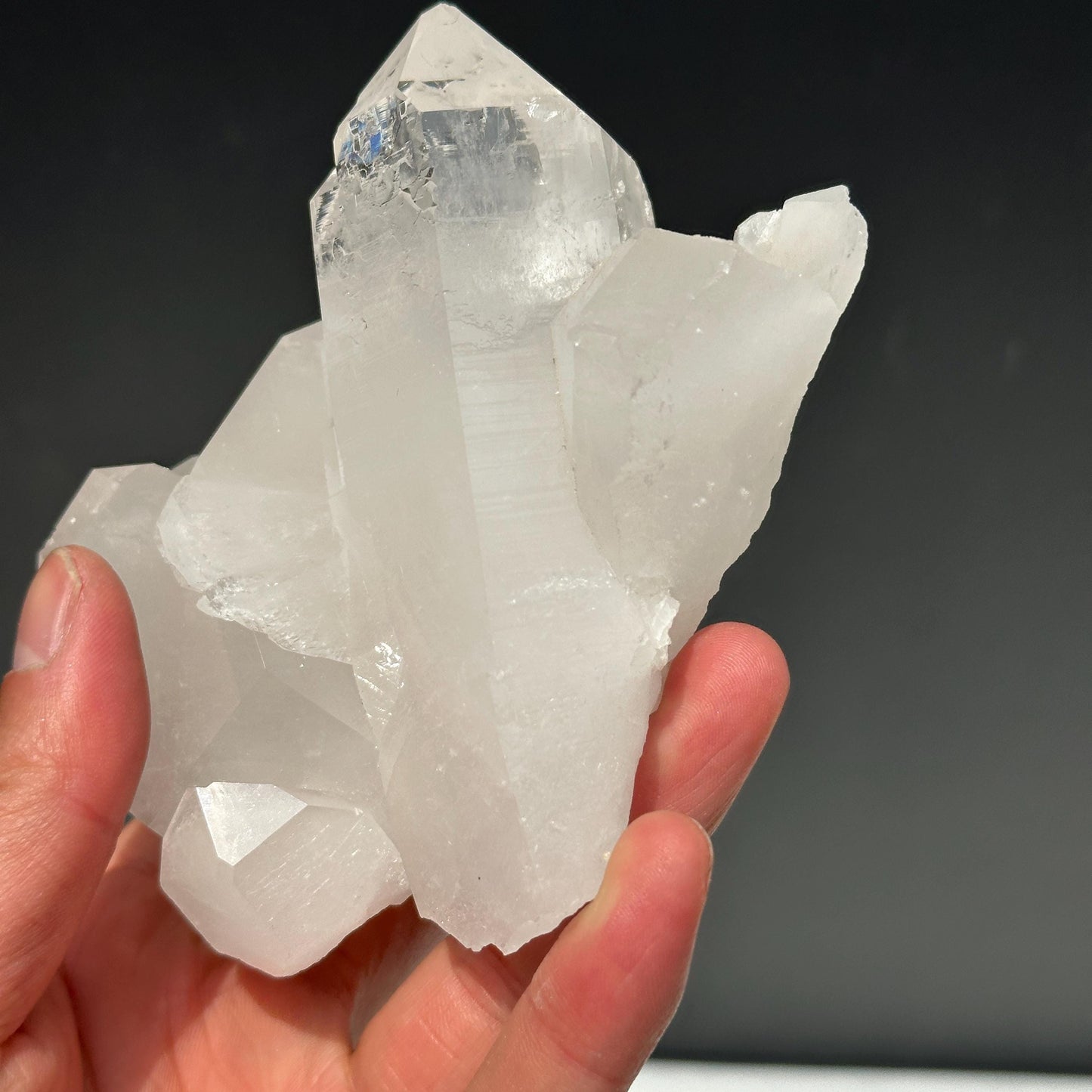 Minas Gerais White Quartz Cluster, Chunky Brazilian Clear Crystal Points, Lightly Polished Healing Mineral Specimen Exact 1.36lb