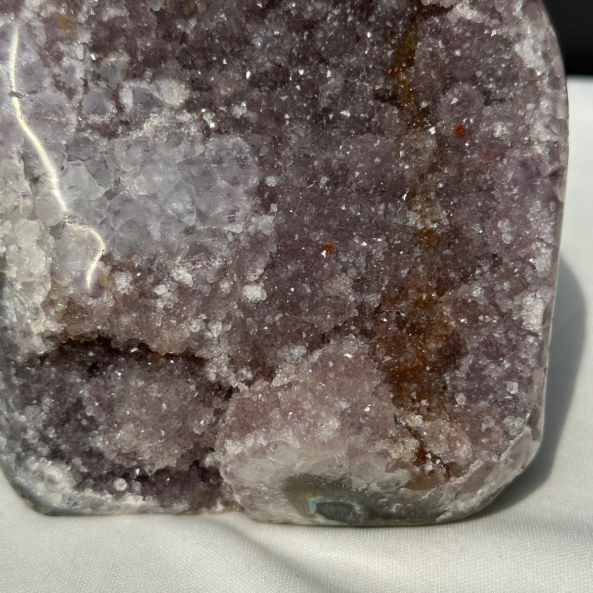 Large Pale Lavender Amethyst Geode Stand, Polished Uruguayan Crystal Cluster, Sparkly Lilac Druzy Decor Exact Specimen 3.2lb - view 10