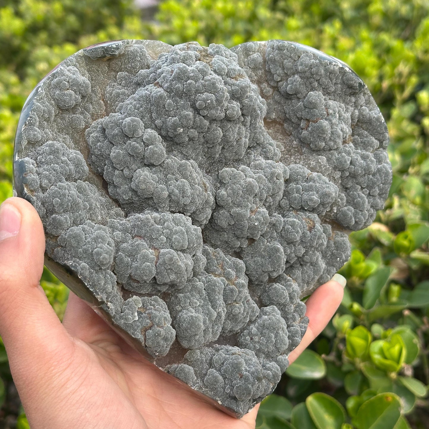 Rare Green Sugar Druzy Amethyst Heart on Stand, Uruguayan Botryoidal Crystal Geode Carving, Heart Chakra Healing Altar Decor Exact 2.87lb