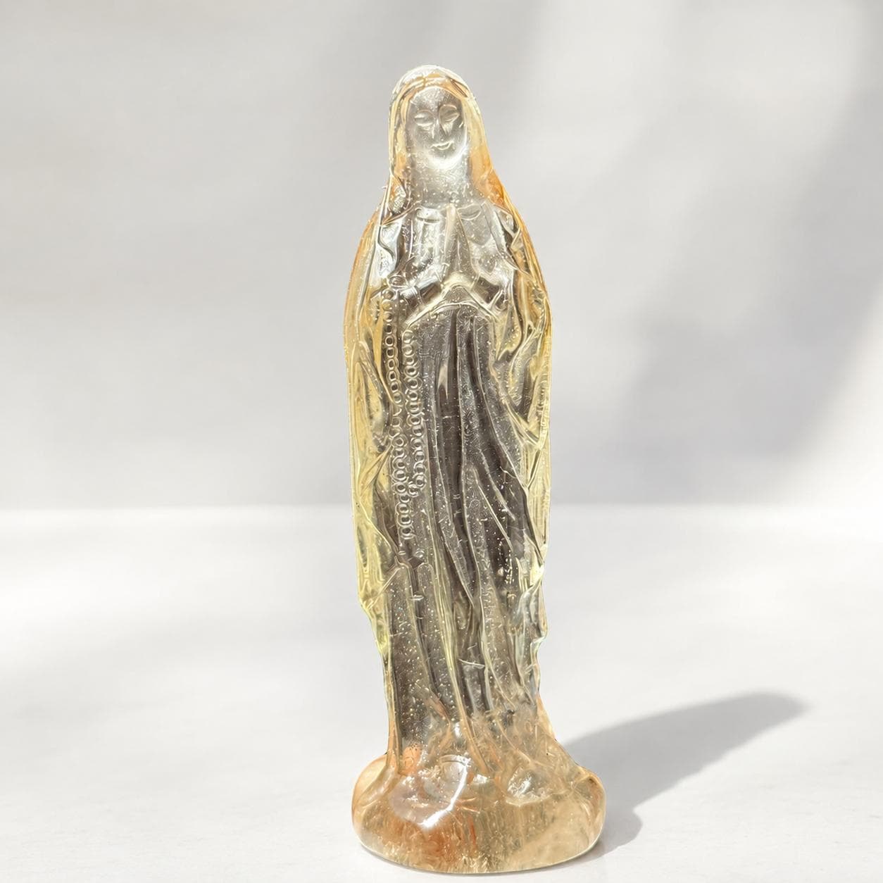 High Clarity Crystal Virgin Mary Statue, Clear Quartz Citrine Mary Carving, Religious Prayer Altar Gift