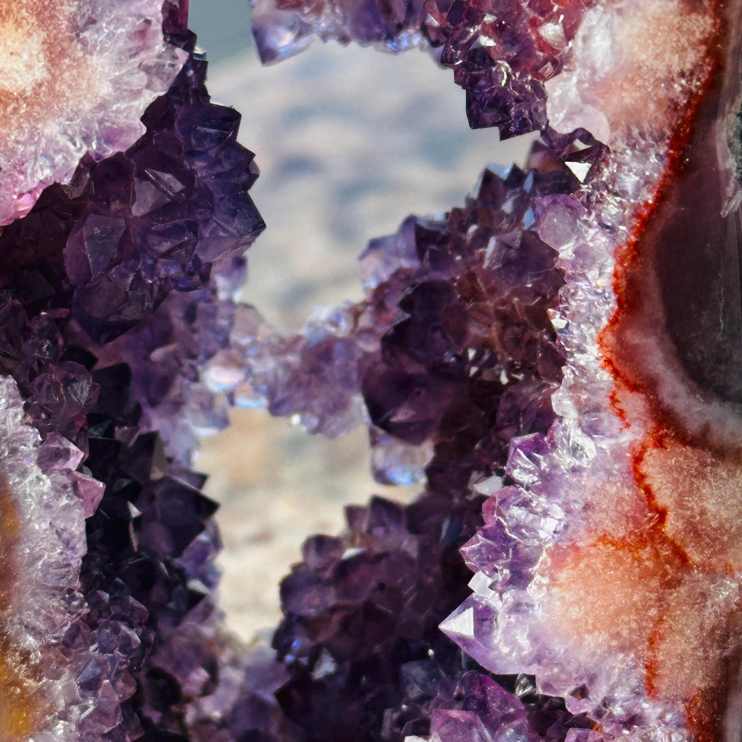 Natural Brazilian Pink Amethyst Geode, Polished Crystal Cave Display, Druzy Office Decor, One of a Kind Specimen - view 10