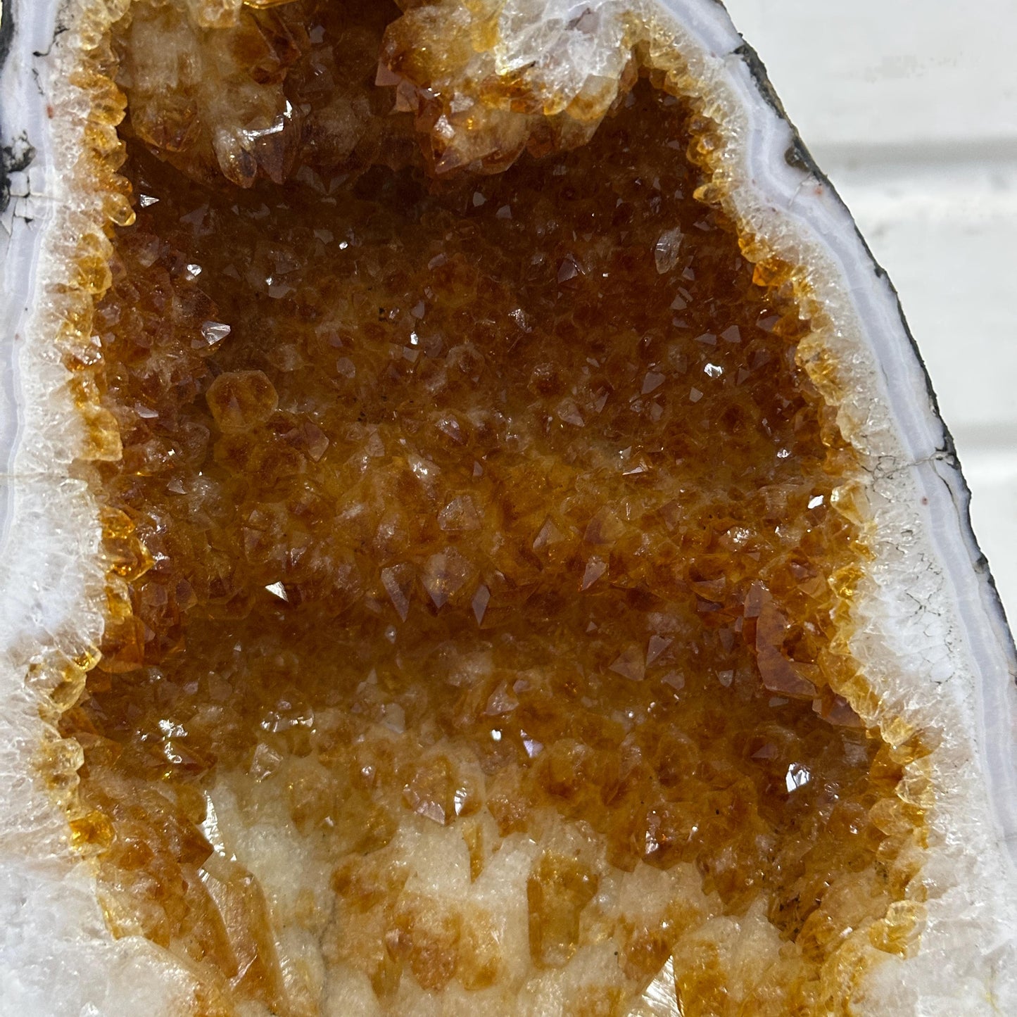 Large Yellow Citrine Geode Pair, Natural Crystal Cave Bookends, Golden Druzy Geode Display, One of a Kind Home Decor - view 10