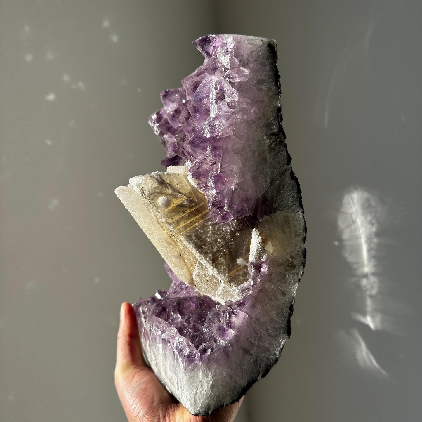 Special Brazilian Amethyst with Calcite, Natural Purple Druzy Crystal Specimen, Pick Exact A-D Collector Stone