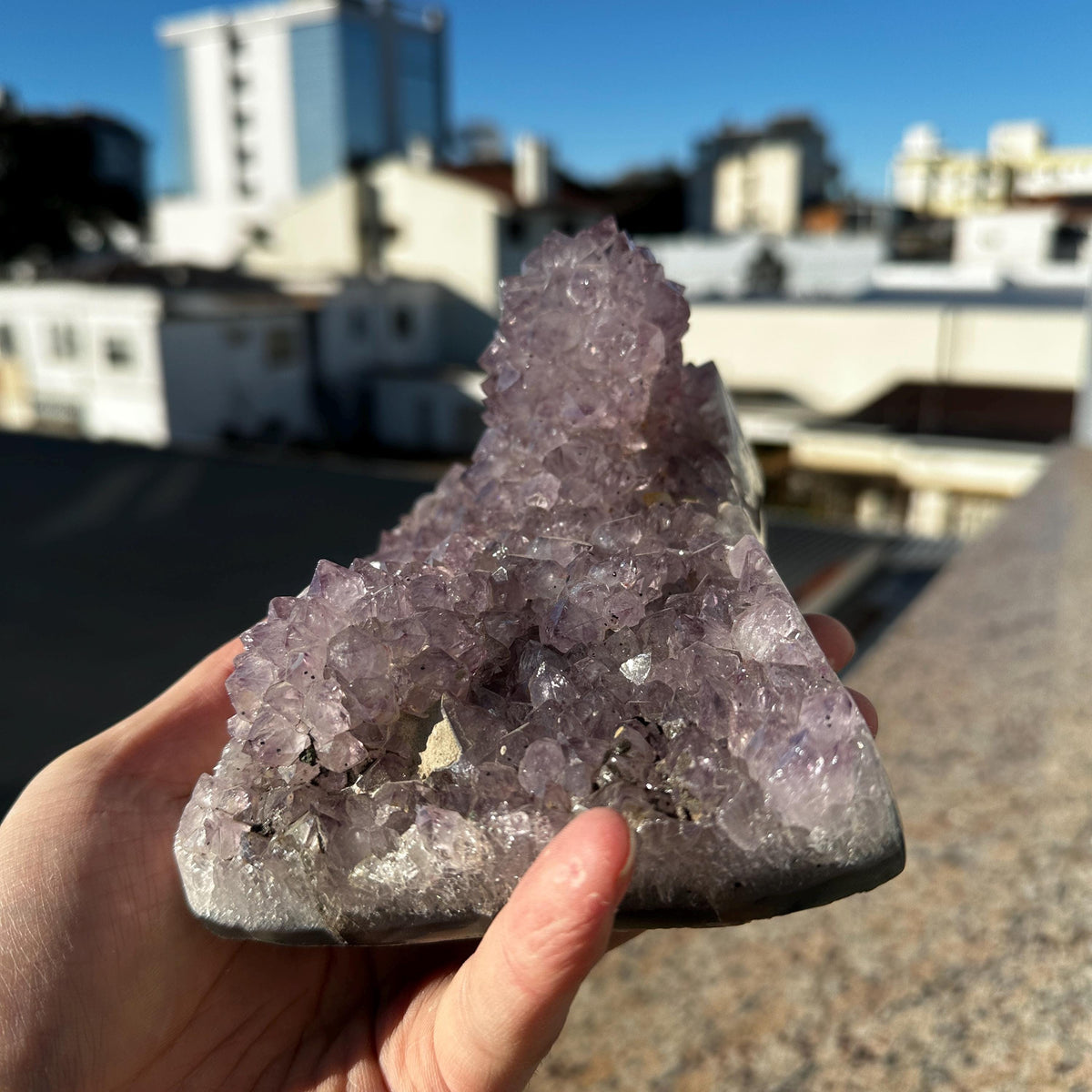 Brazilian Amethyst Flower Shape Druzy Specimen, Natural Purple Crystal Raw Stone, Calcite Amethyst Pick Exact A-C - view 9