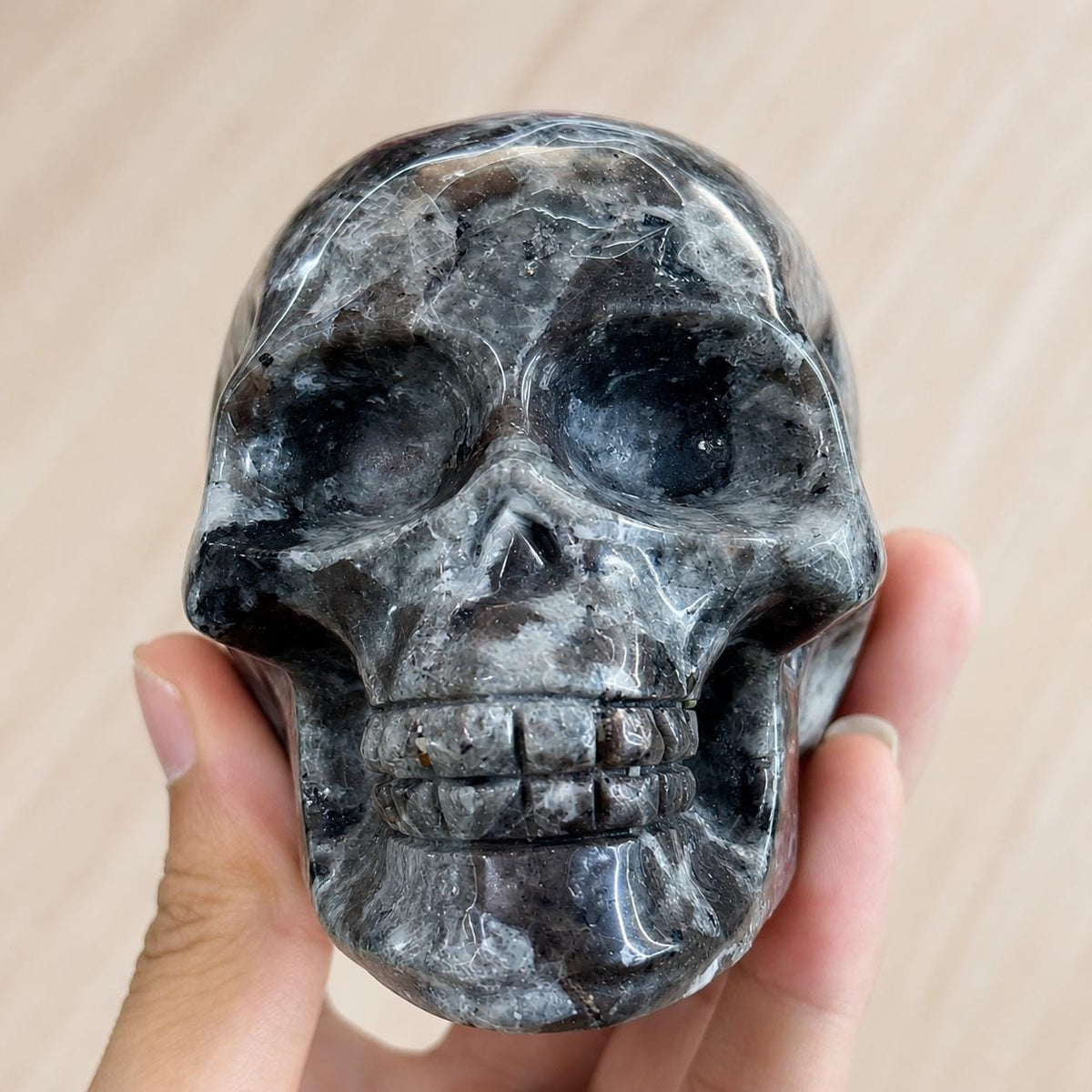 Fire Stone Skull Carving, Natural Flame Crystal Skull, Gothic Crystal Decor, Halloween Altar Gift - view 8