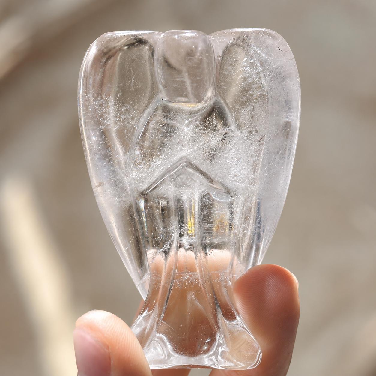 Crystal Angel Carving, Fluorite Rose Quartz Clear Quartz Guardian Angel Statue, Spiritual Altar Decor Gift