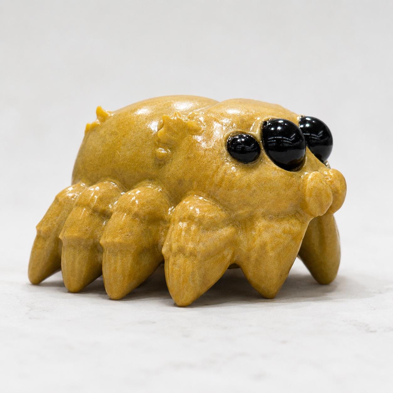 Cute Crystal Spider Carving, Fossil Stone Xiuyan Jade Yellow Jade Spider Figurine, Witchy Halloween Crystal Gift