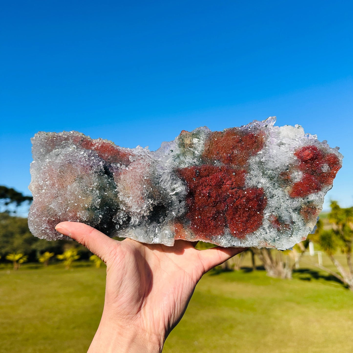 Rare Brazilian Included Quartz Raw Specimen, Fish-Shaped Multicolor Crystal Cluster, One of a Kind Collector Stone - view 9