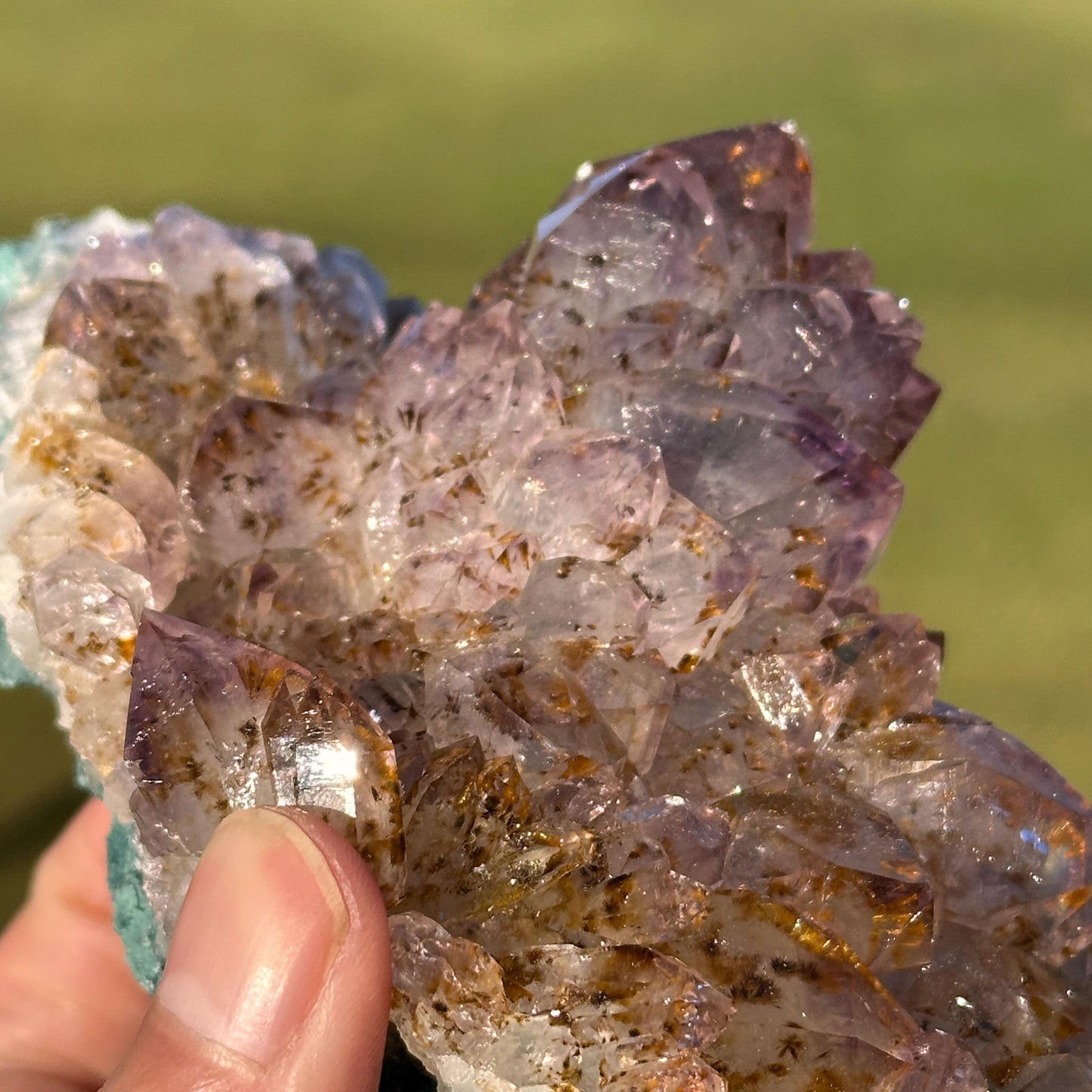 Rare Brazilian Amethyst Cluster with Golden Rutile Inclusions, Natural Rutilated Quartz Raw Crystal, Exact Mineral Specimen - view 9
