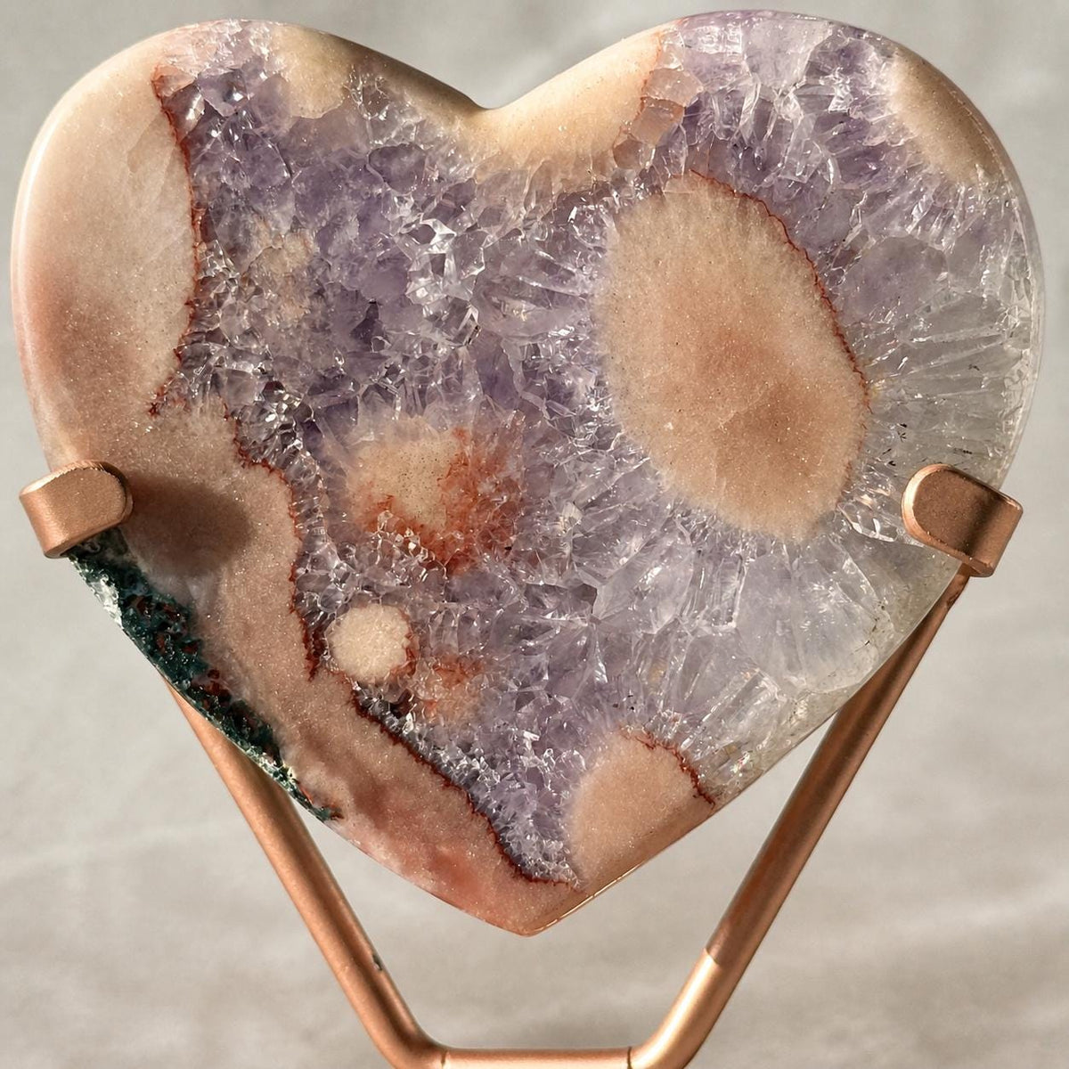 Brazilian Pink Amethyst Heart, Circular Crystal Rosettes, Exact Crystal Specimen - view 8