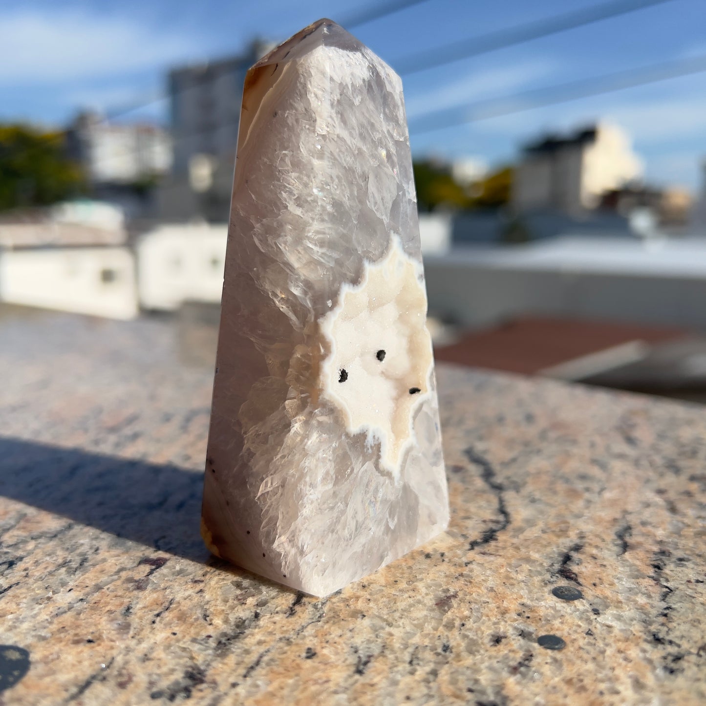 Brazilian Sugar Agate Tower | Natural Sugar Agate Crystal Point | Polished Agate Obelisk | One of a Kind
