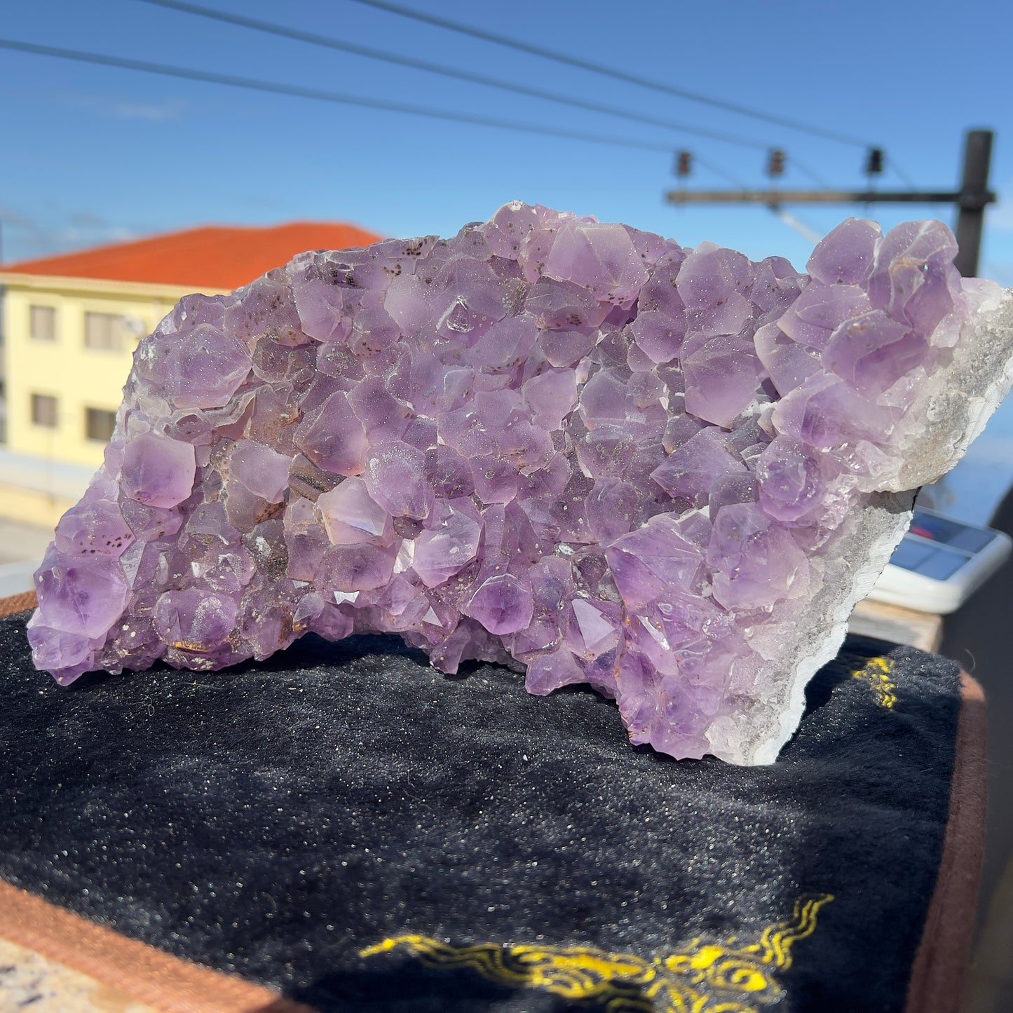 Extra Large Rutilated Amethyst Cluster with Calcite, Rare Sugar Druzy Specimen, Giant Purple Crystal Decor, Exact Brazilian Stone 7.12lb