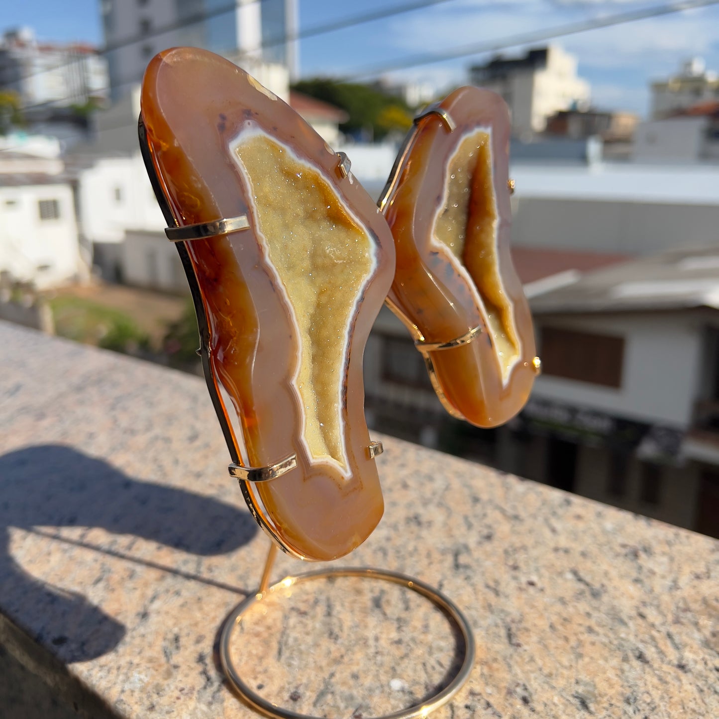 Agate Druzy Butterfly Wings on Stand, Fairycore Room Decor, Sparkly Geode Crystal, Natural Butterfly Carving, Cottagecore Gift for Her