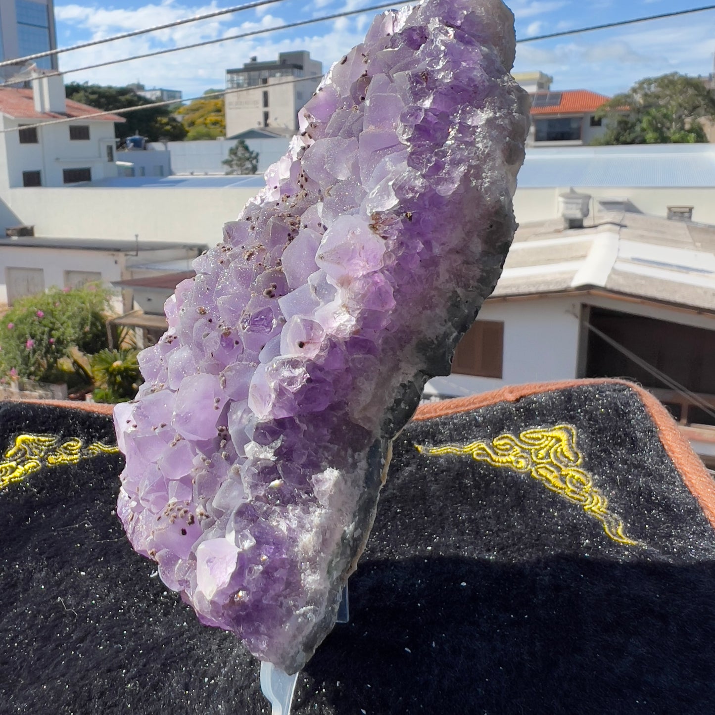 Raw Amethyst Cluster with Calcite, Sugar Amethyst Druzy Specimen, Large Purple Crystal Decor, Healing Stone, Exact Brazilian Crystal 1.95lb