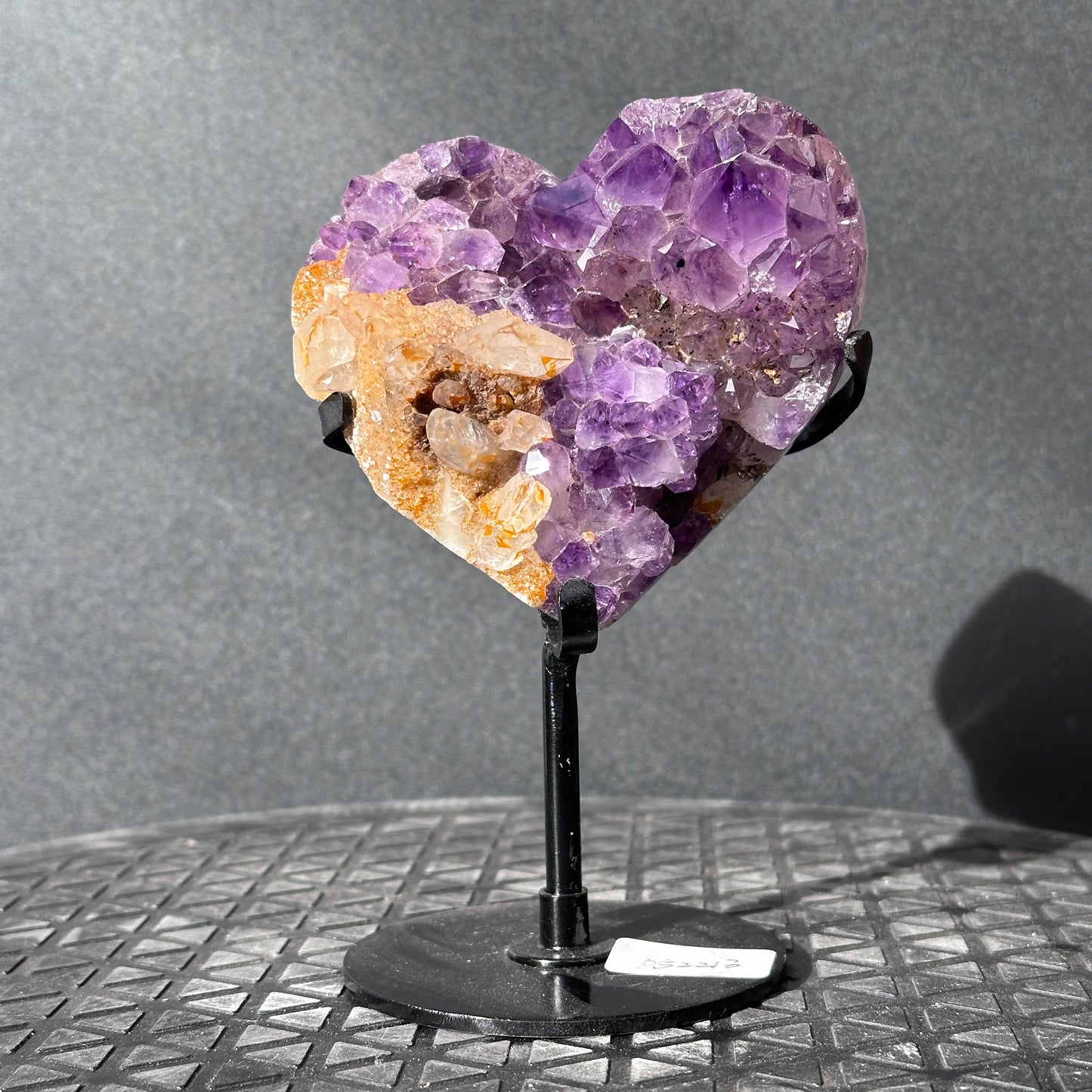 Collector Grade Brazilian Amethyst – Calcite & Titanium Quartz Coexistence, Heart Shape