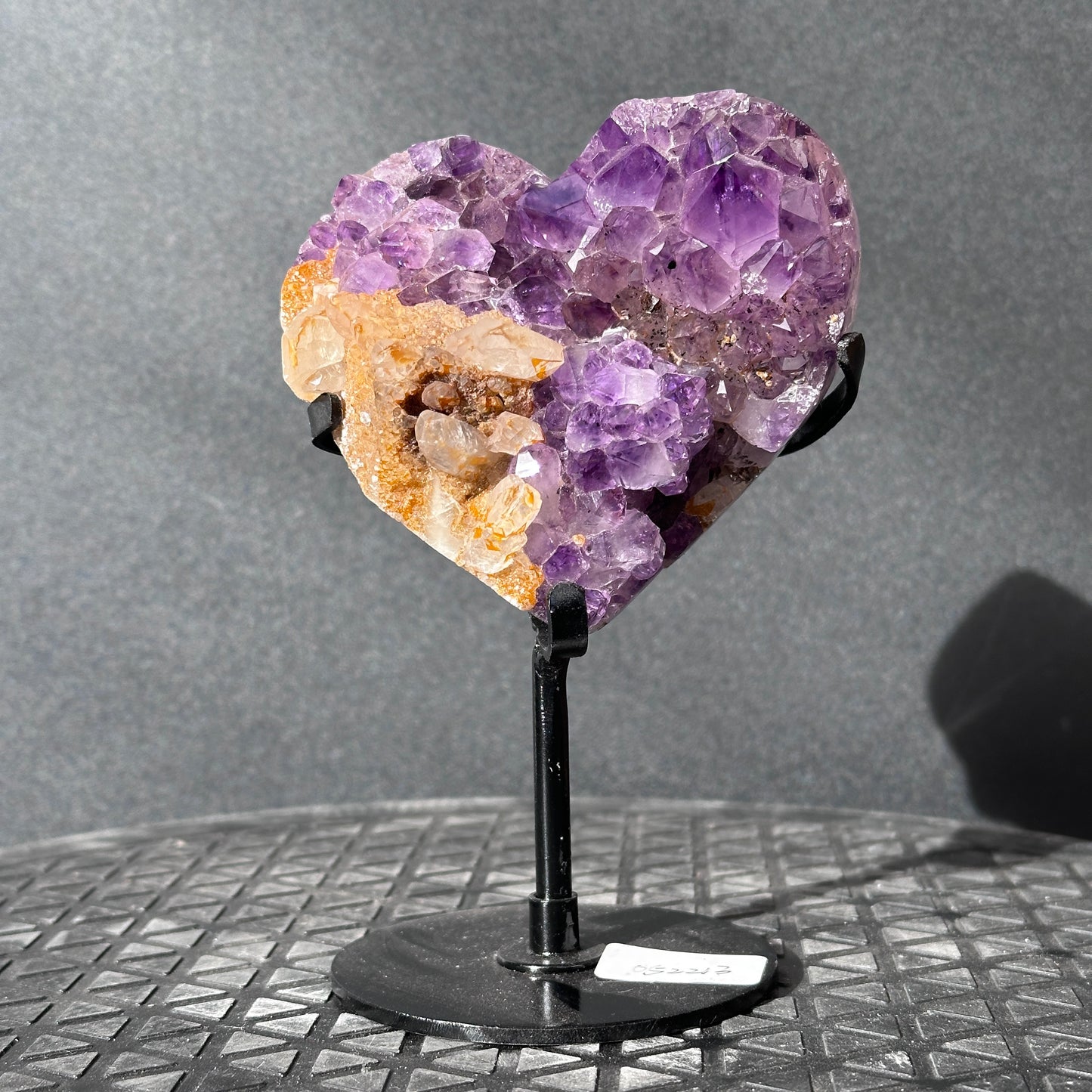 Collector Grade Brazilian Amethyst – Calcite & Titanium Quartz Coexistence, Heart Shape