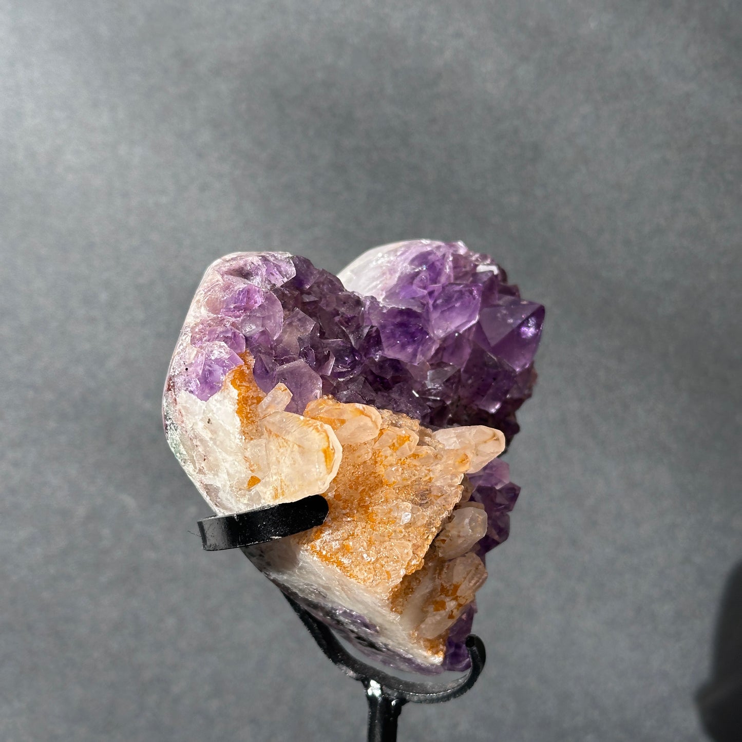 Collector Grade Brazilian Amethyst – Calcite & Titanium Quartz Coexistence, Heart Shape