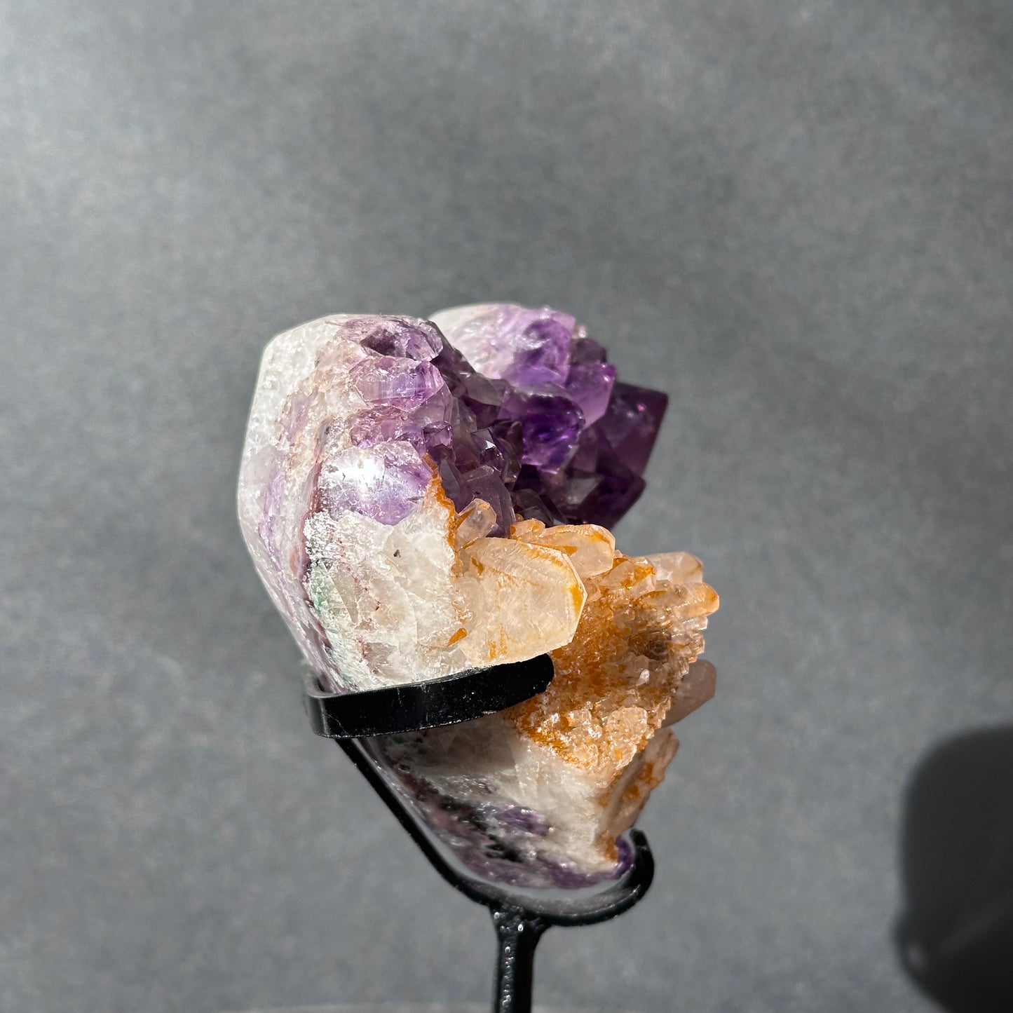 Collector Grade Brazilian Amethyst – Calcite & Titanium Quartz Coexistence, Heart Shape