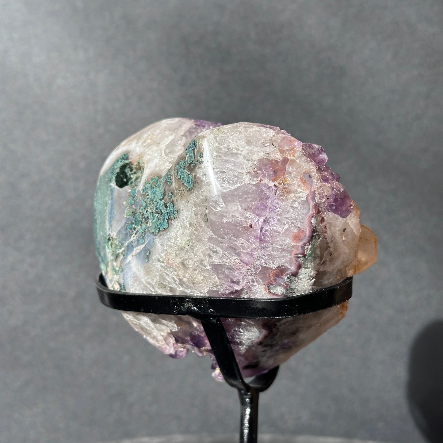 Collector Grade Brazilian Amethyst – Calcite & Titanium Quartz Coexistence, Heart Shape