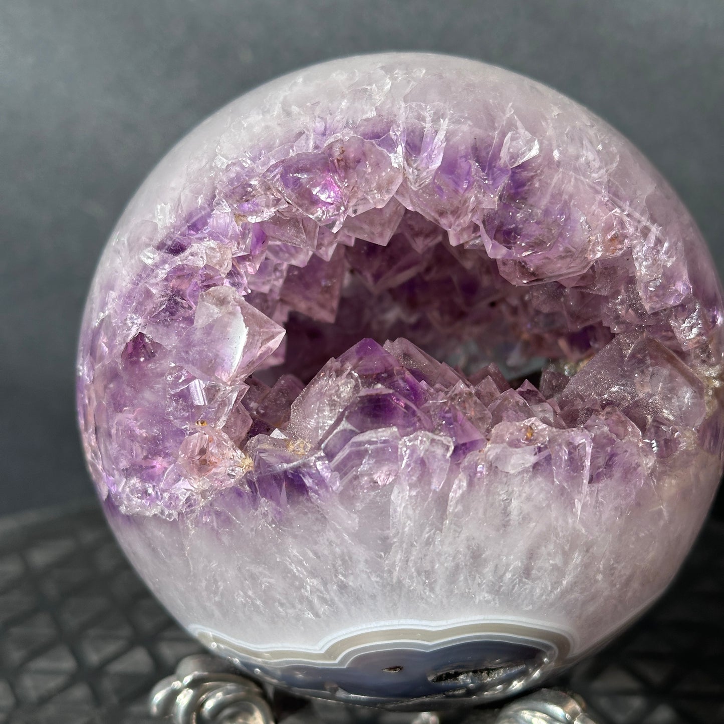 Collector Grade Brazilian Agate & Amethyst – Open Mouth Druzy Formation