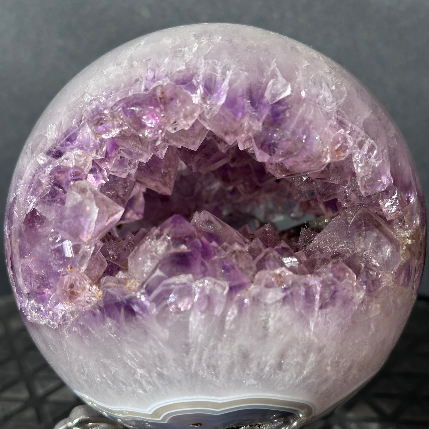 Collector Grade Brazilian Agate & Amethyst – Open Mouth Druzy Formation