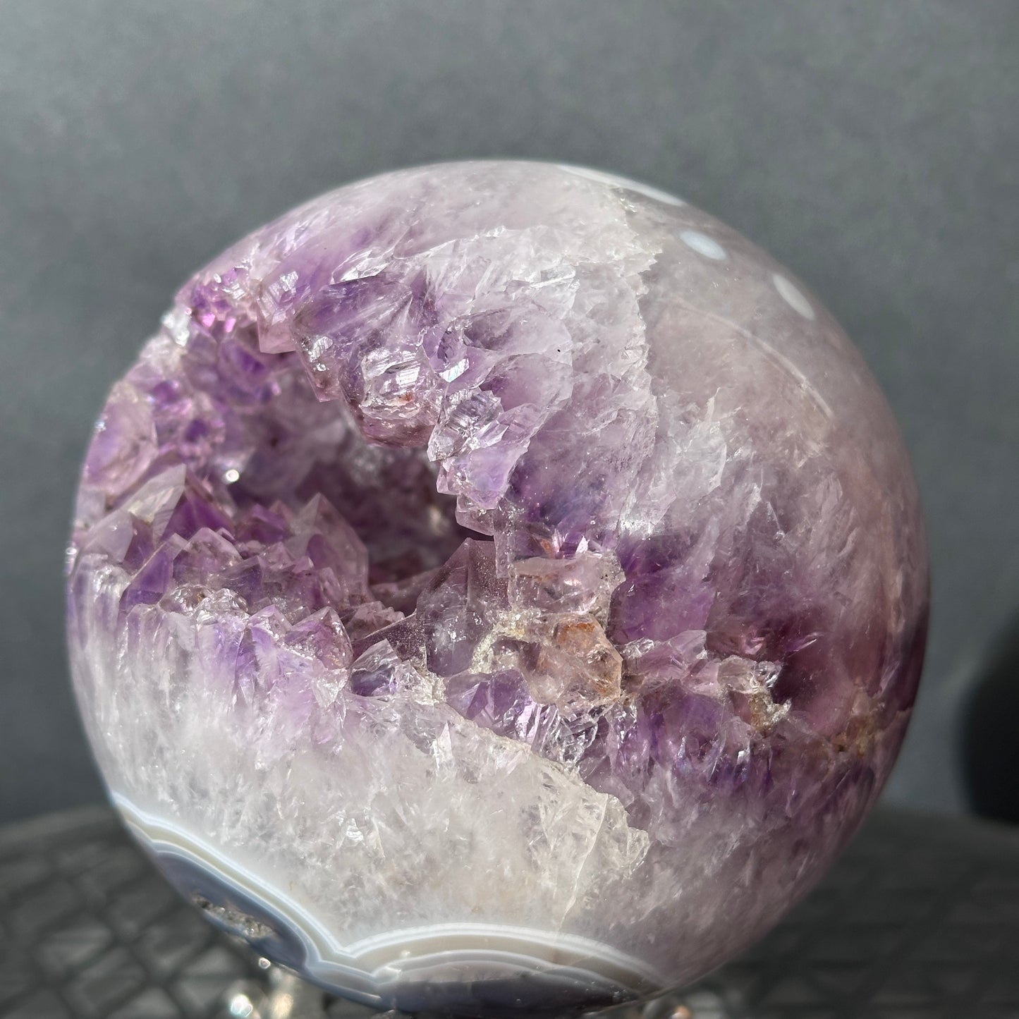 Collector Grade Brazilian Agate & Amethyst – Open Mouth Druzy Formation
