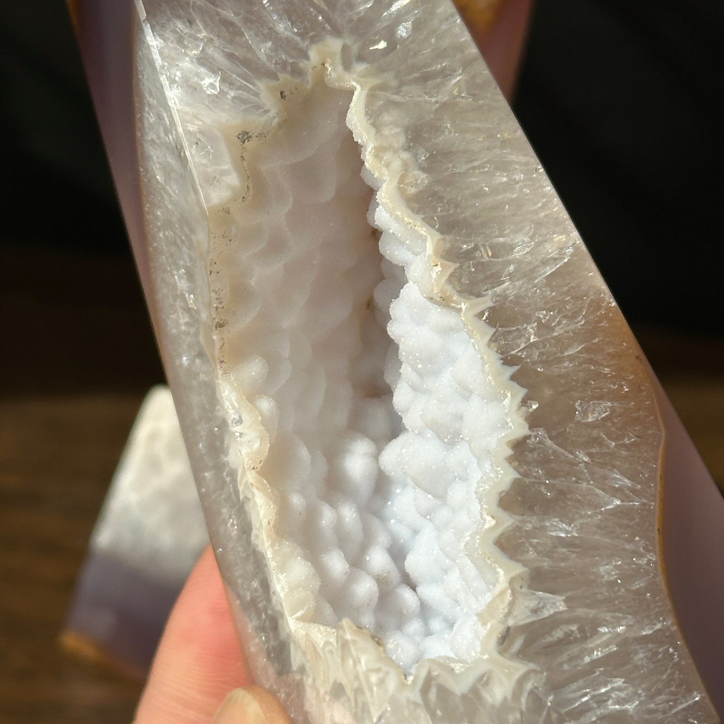 Brazilian Milky White Sugar Agate Crystal Towers – Triangle Shape (Set of 2)