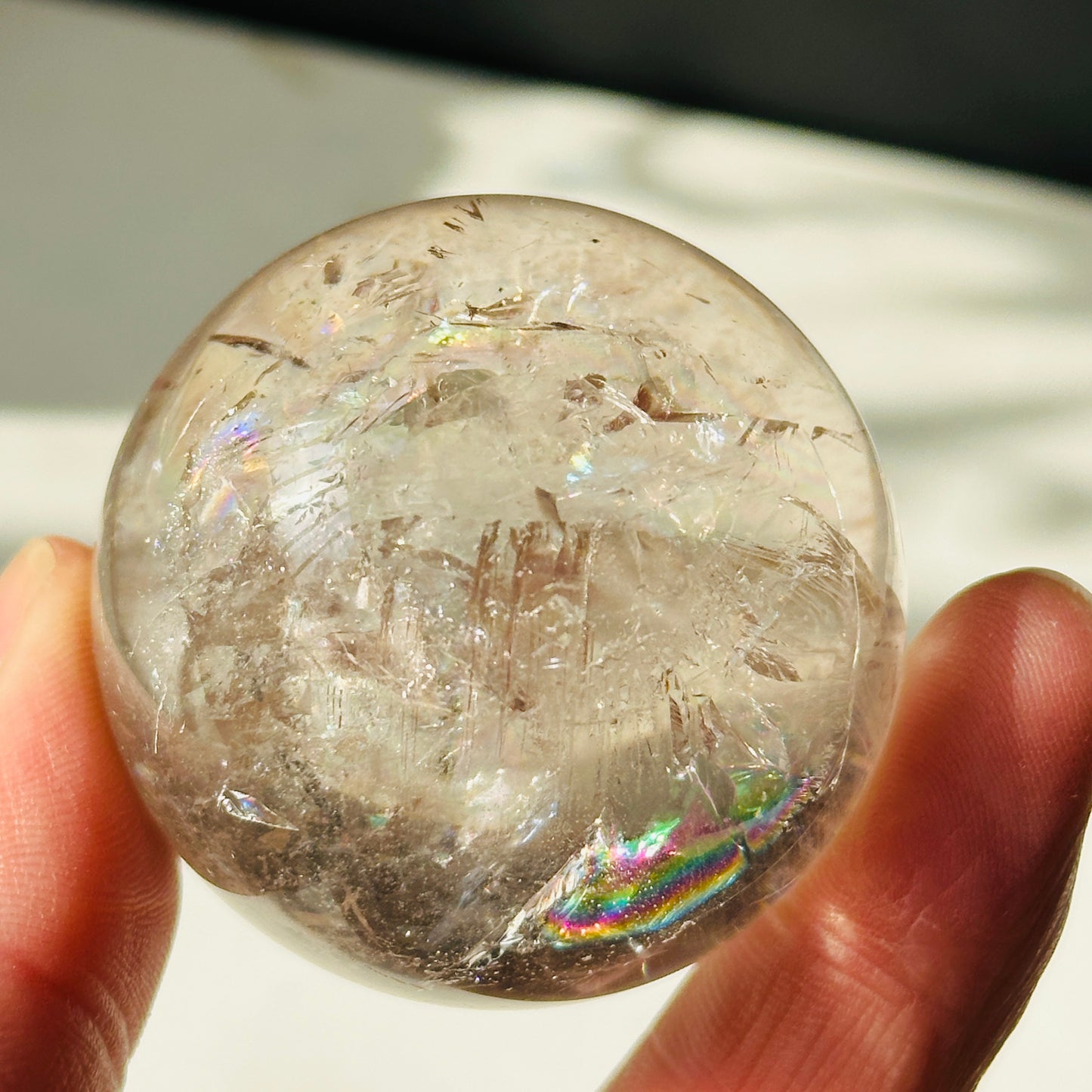Pink Quartz Rainbow Sphere