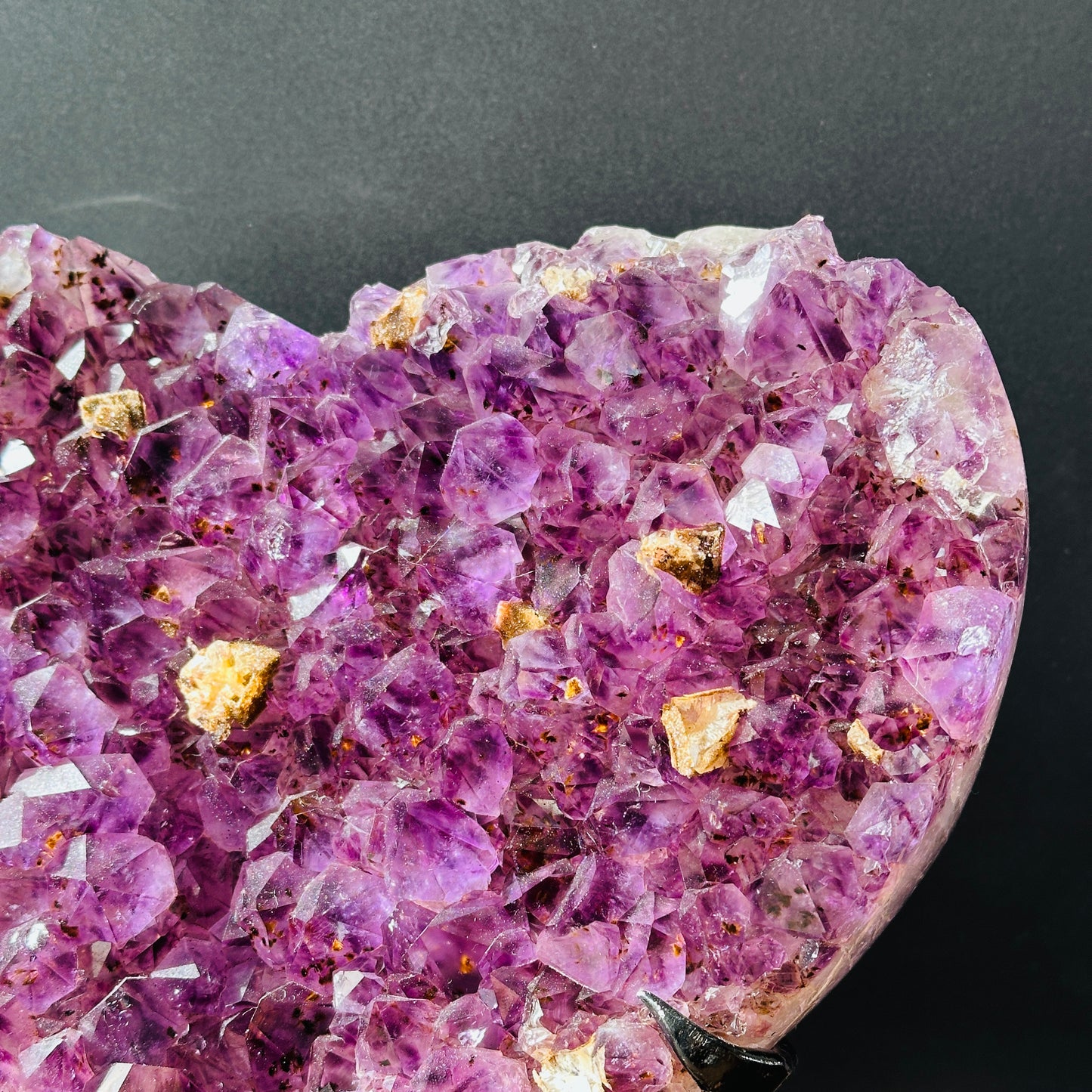 Uruguay Amethyst Heart with Calcite & Titanium Rutile Inclusion