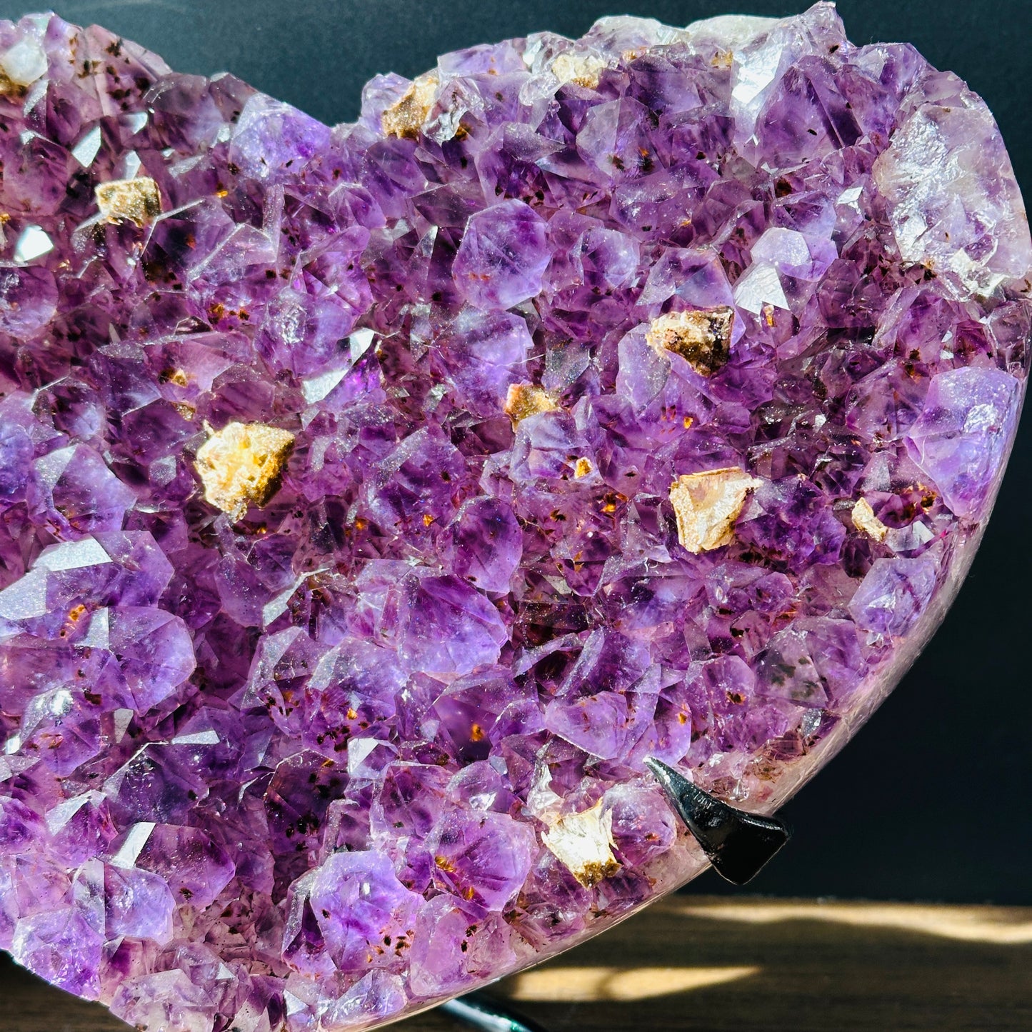 Uruguay Amethyst Heart with Calcite & Titanium Rutile Inclusion