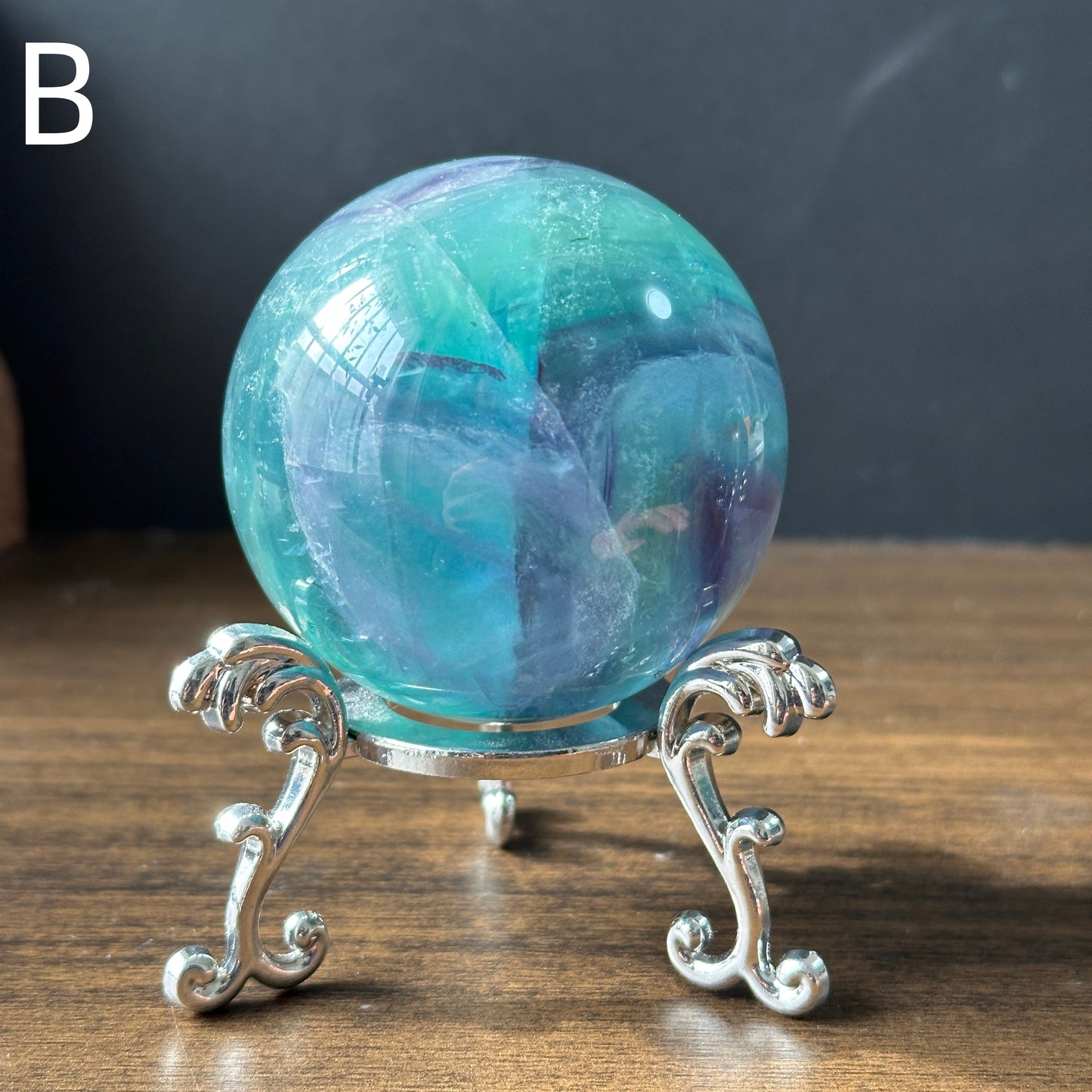 Natural Blue Fluorite Crystal Sphere | Polished Fluorite Ball | Healing Crystal Decor