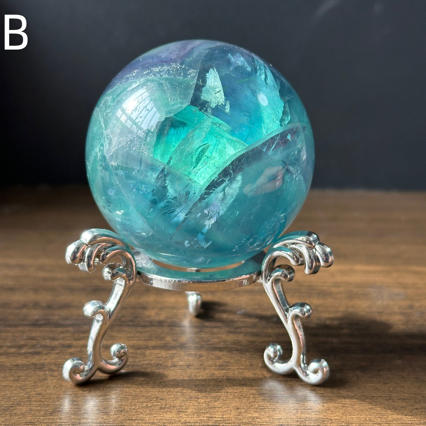 Natural Blue Fluorite Crystal Sphere | Polished Fluorite Ball | Healing Crystal Decor