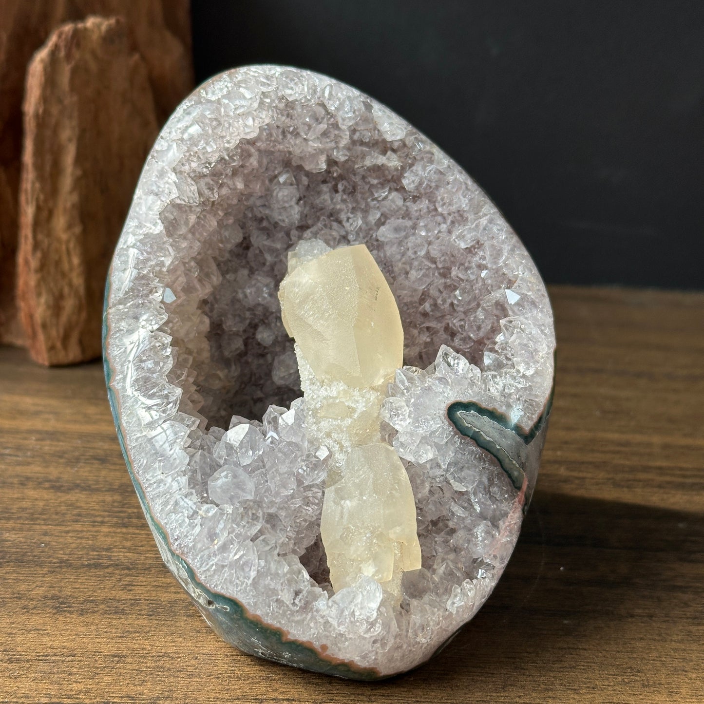 Natural Brazilian Amethyst with Calcite | Amethyst Calcite Crystal Specimen