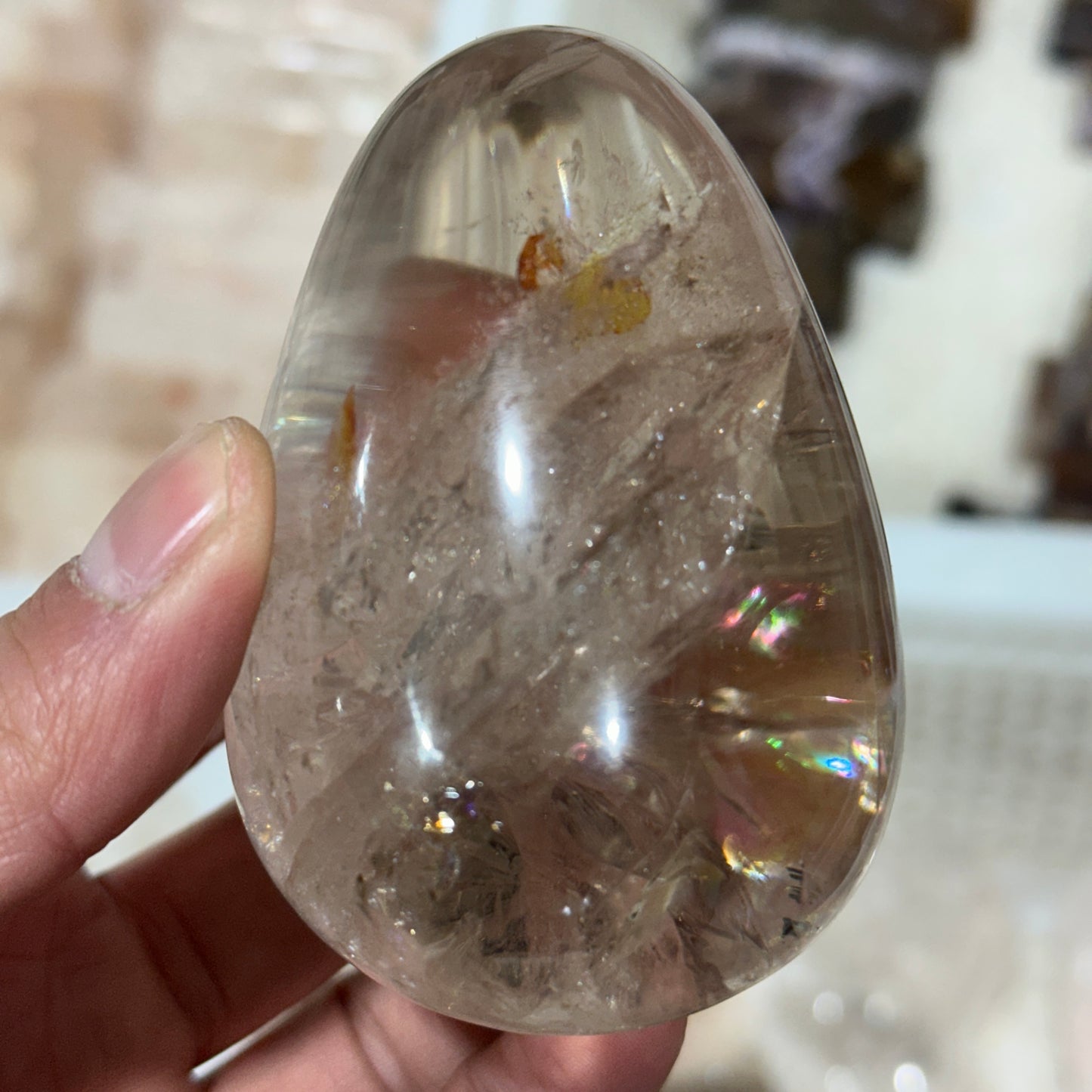 Natural White Quartz Egg Shape Crystal Decor Object