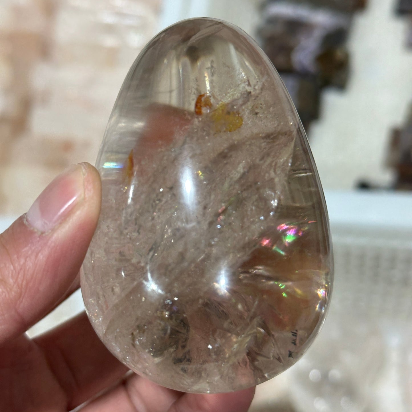 Natural White Quartz Egg Shape Crystal Decor Object
