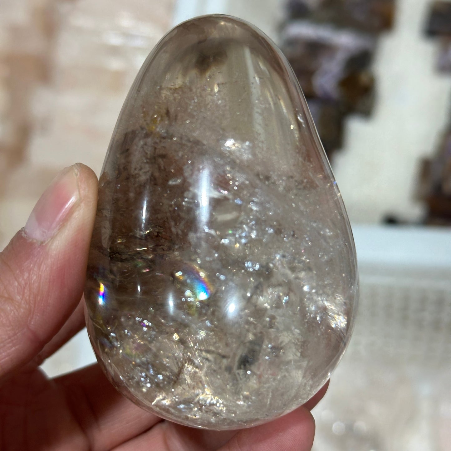 Natural White Quartz Egg Shape Crystal Decor Object