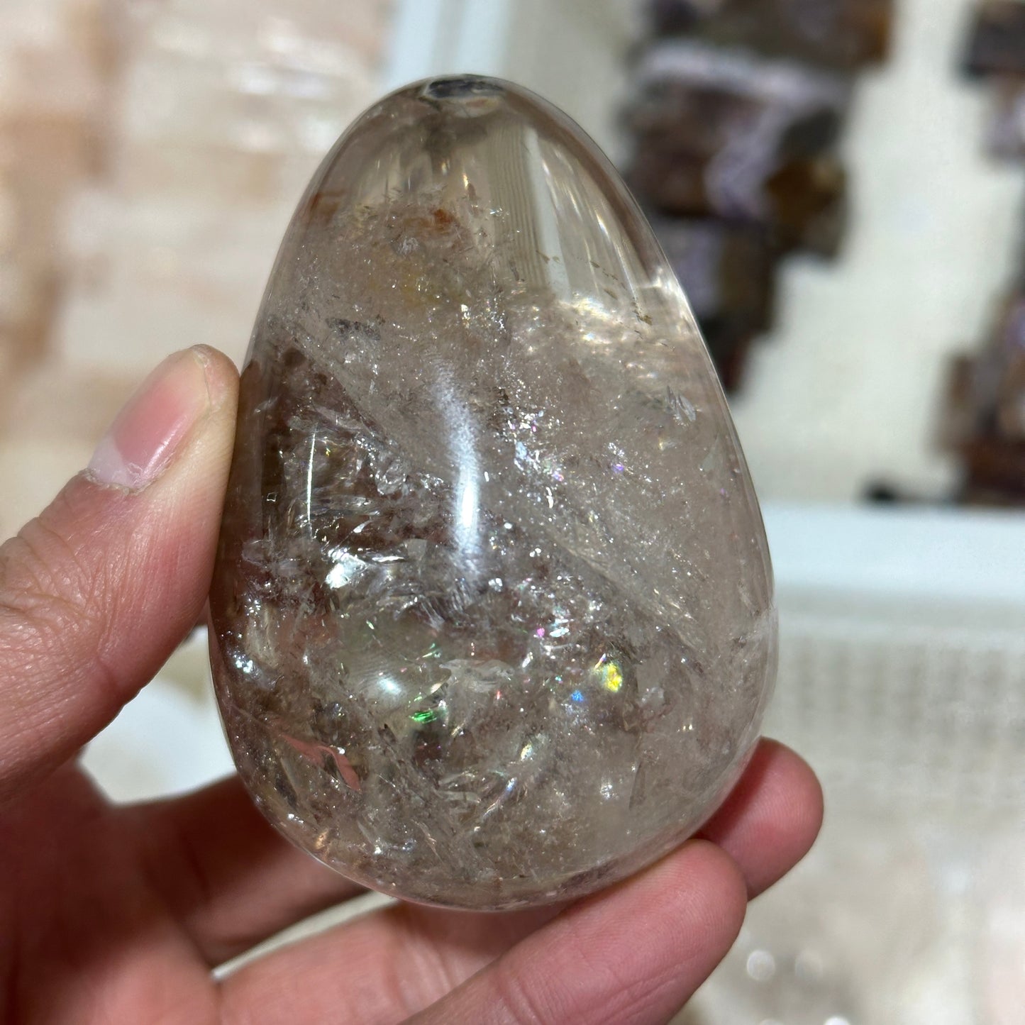 Natural White Quartz Egg Shape Crystal Decor Object