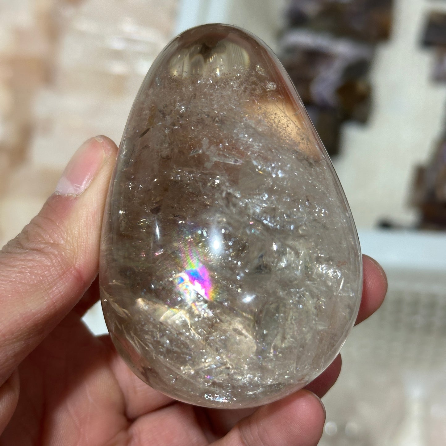 Natural White Quartz Egg Shape Crystal Decor Object