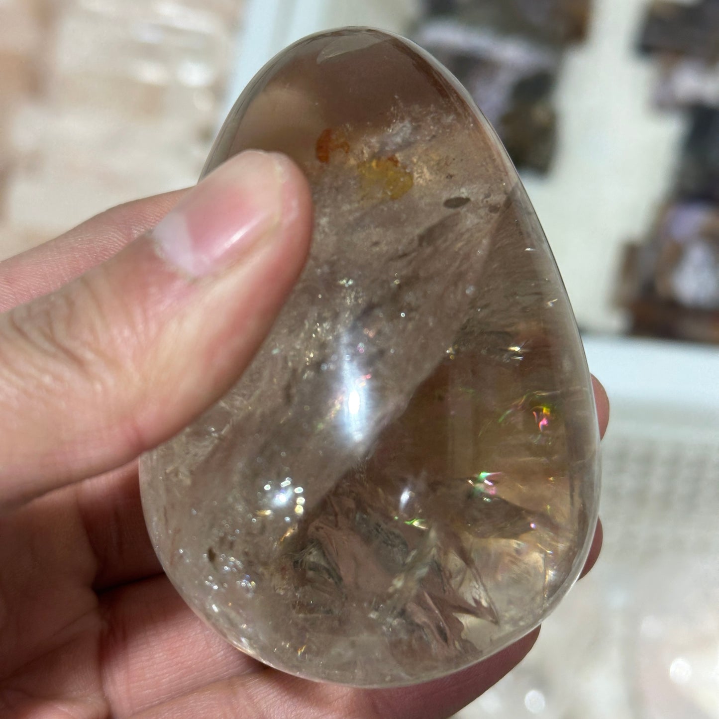 Natural White Quartz Egg Shape Crystal Decor Object