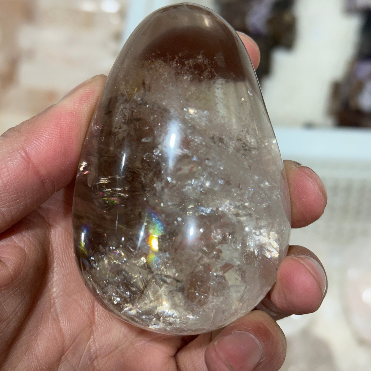Natural White Quartz Egg Shape Crystal Decor Object